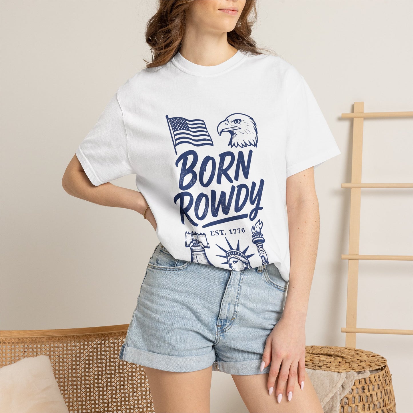 Born Rowdy Patriotic T-Shirt — American Flag & Eagle Liberty Design