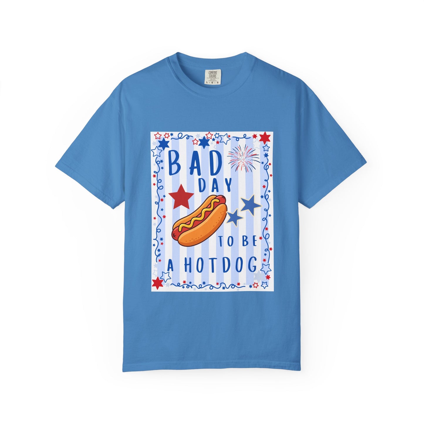 Hot Dog Graphic T-Shirt — “Bad Day to Be a Hotdog” Patriotic BBQ Tee