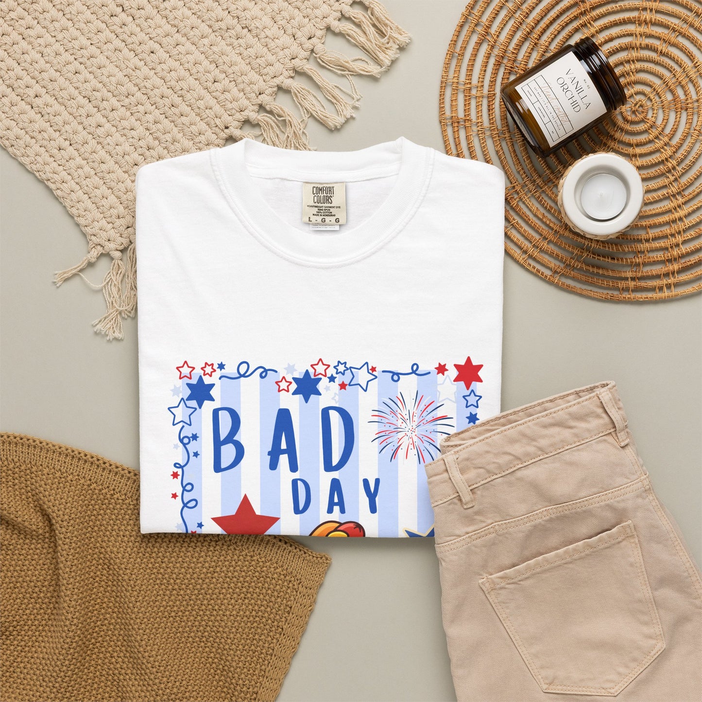 Hot Dog Graphic T-Shirt — “Bad Day to Be a Hotdog” Patriotic BBQ Tee