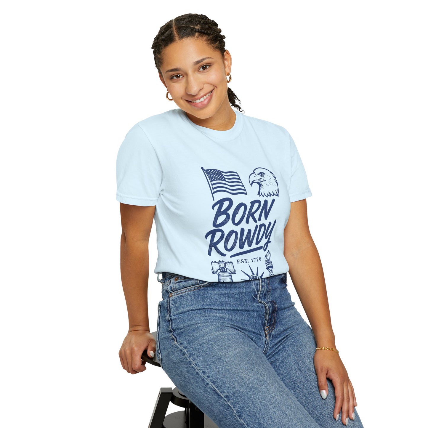 Born Rowdy Patriotic T-Shirt — American Flag & Eagle Liberty Design