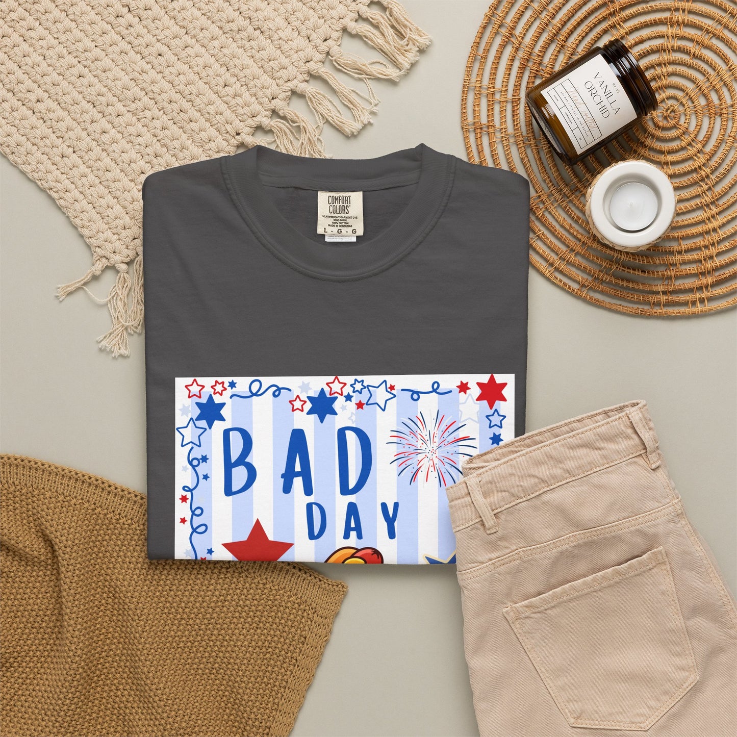 Hot Dog Graphic T-Shirt — “Bad Day to Be a Hotdog” Patriotic BBQ Tee