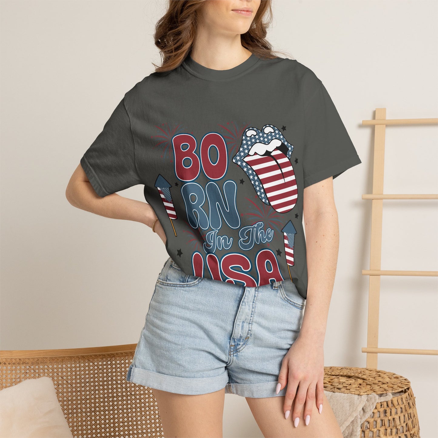 Born in the USA Patriotic T-Shirt — 4th of July American Flag Design