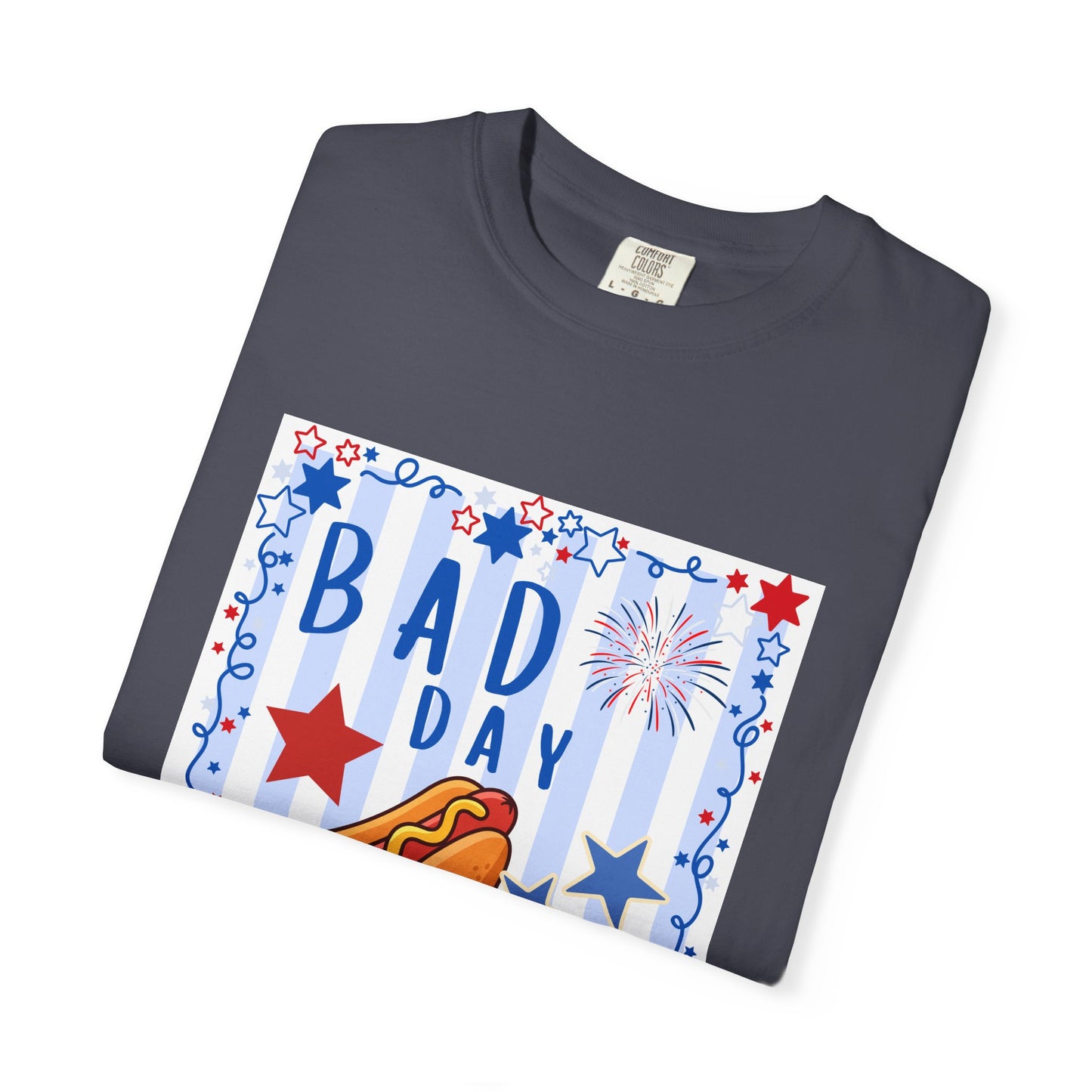Hot Dog Graphic T-Shirt — “Bad Day to Be a Hotdog” Patriotic BBQ Tee