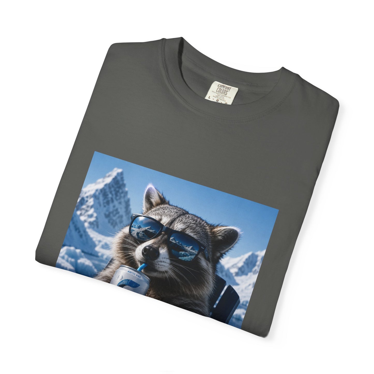 Raccoon Chill Tee — Mountain Lounge Graphic T-Shirt (Holds Celsius Engery Drink)