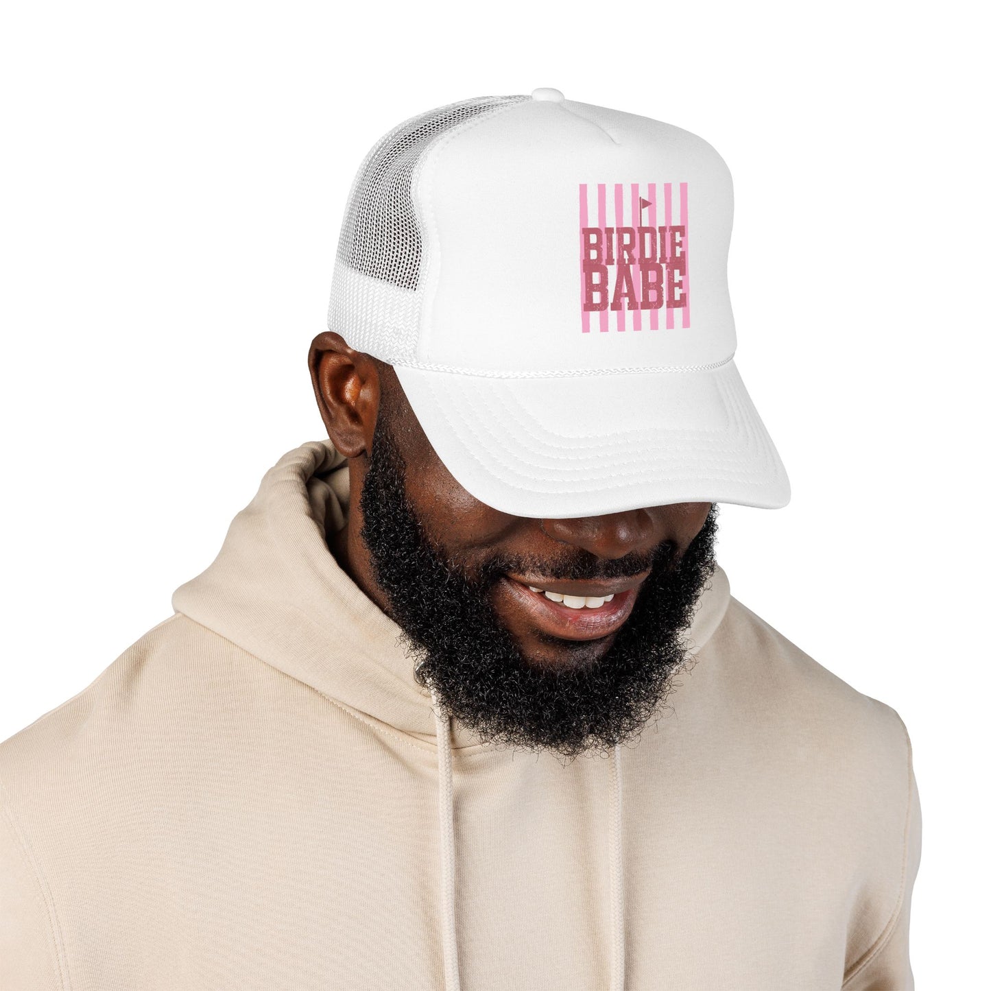 Trucker Hat — 'Birdie Babe' Pink Golf Graphic Foam Trucker Hat