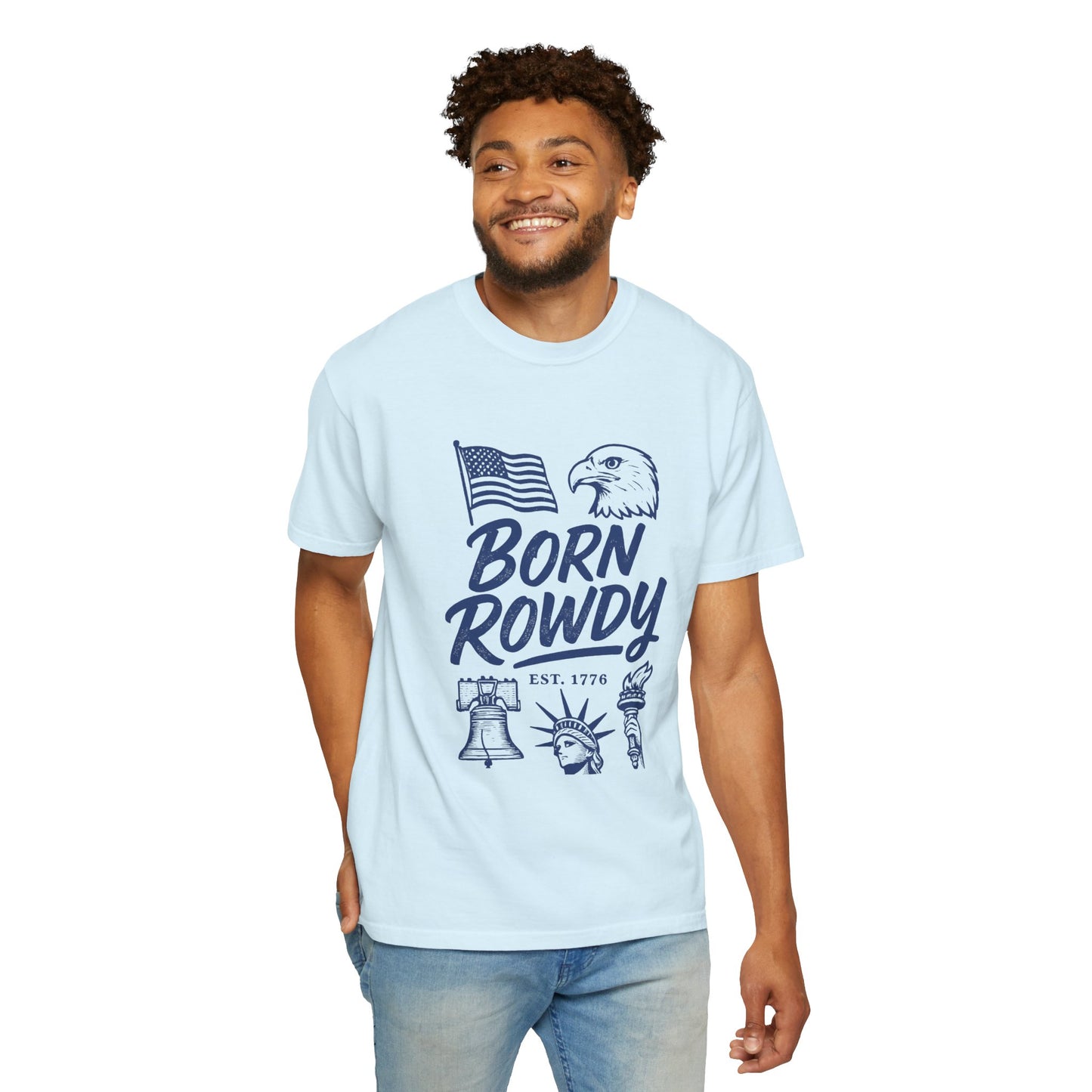 Born Rowdy Patriotic T-Shirt — American Flag & Eagle Liberty Design