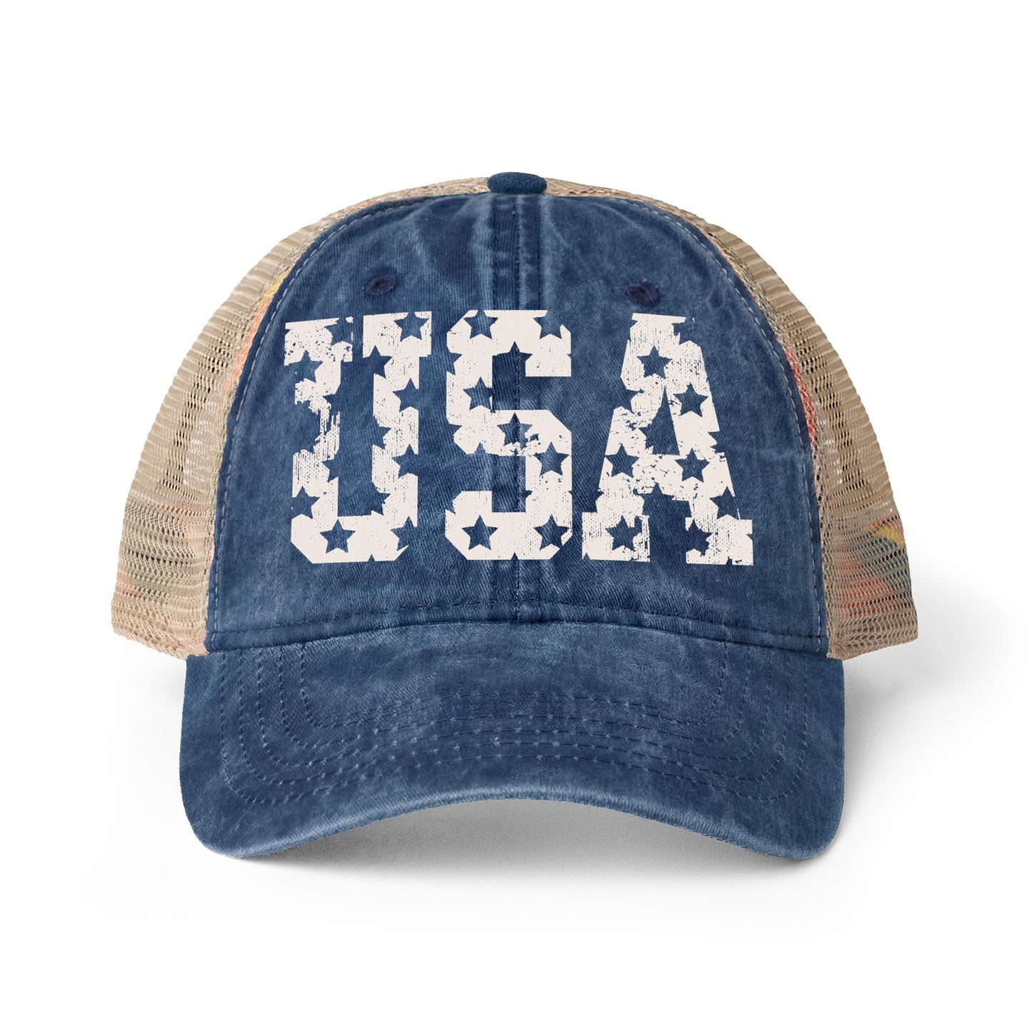 Women's Washed Mesh-Back Cap- USA