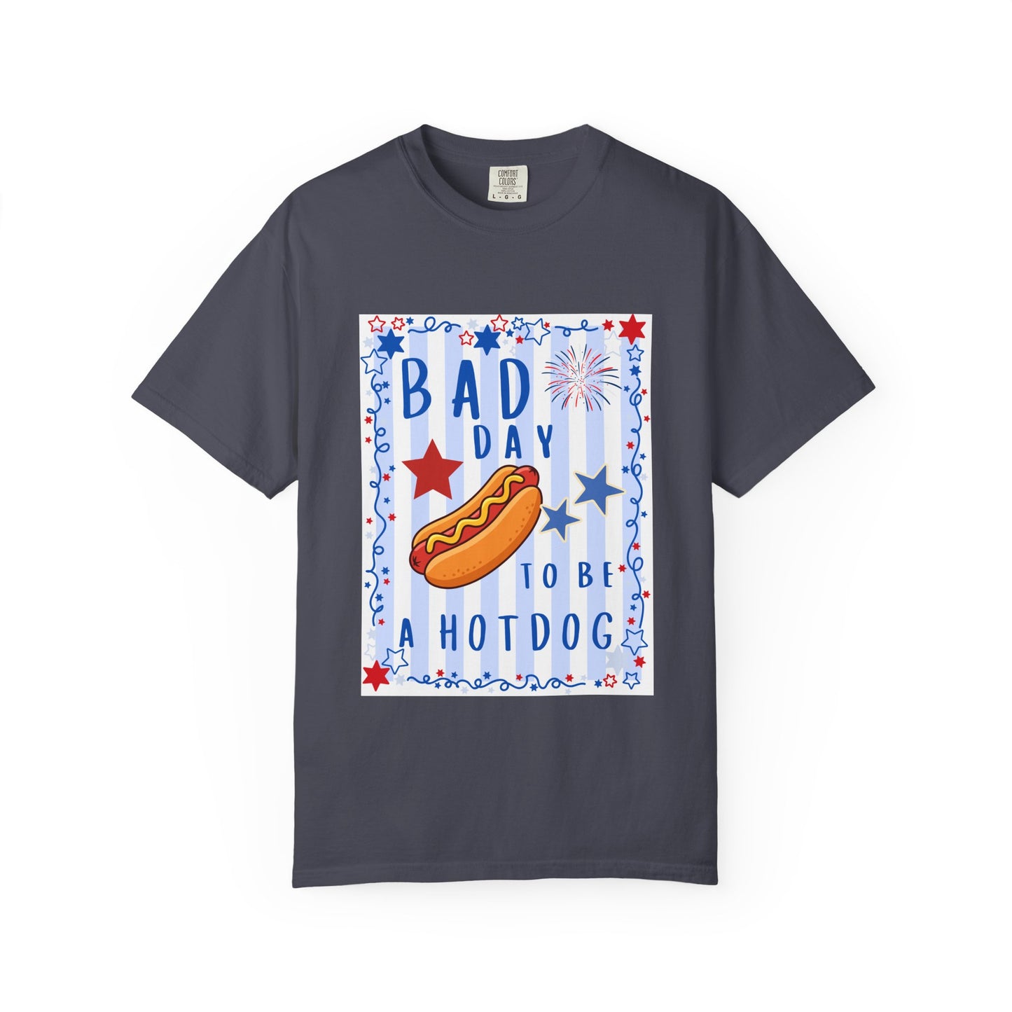 Hot Dog Graphic T-Shirt — “Bad Day to Be a Hotdog” Patriotic BBQ Tee