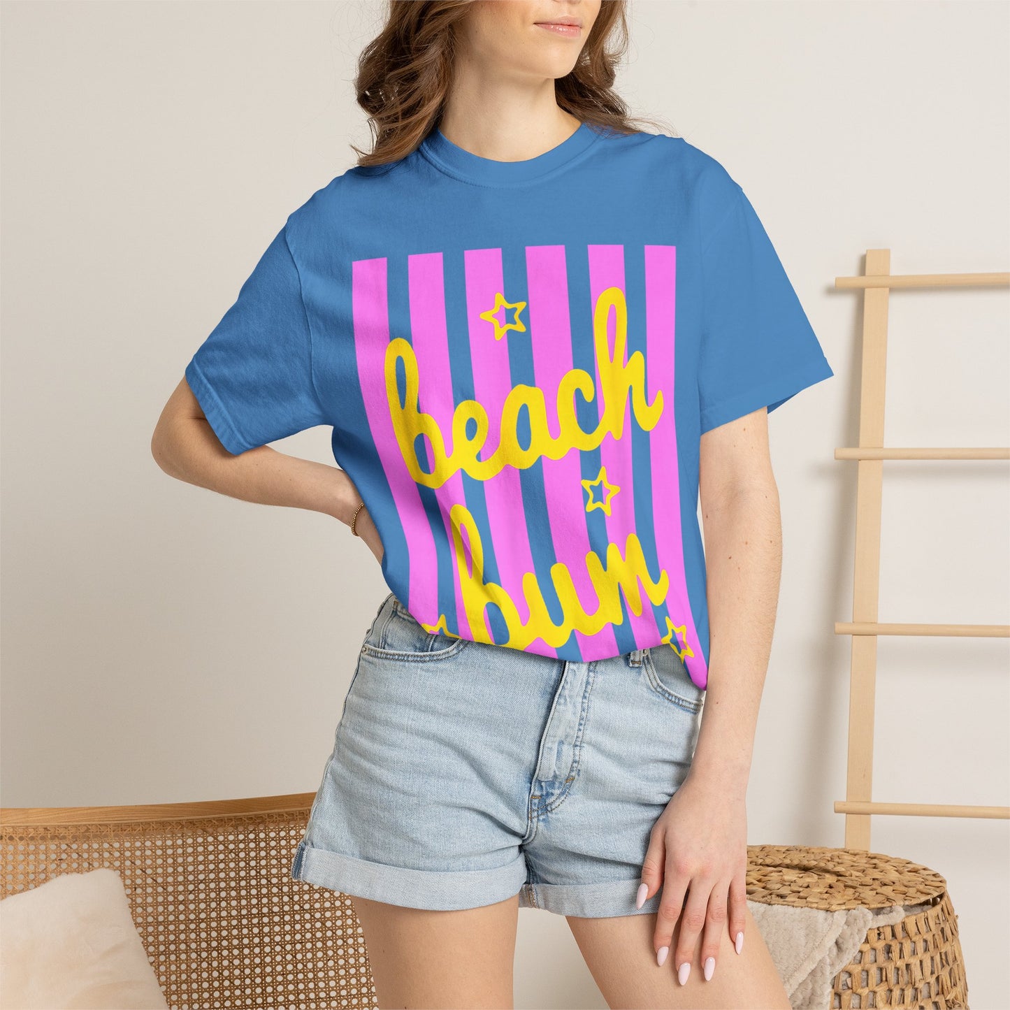 Beach Bum T-Shirt — Retro Pink Stripe Summer Tee