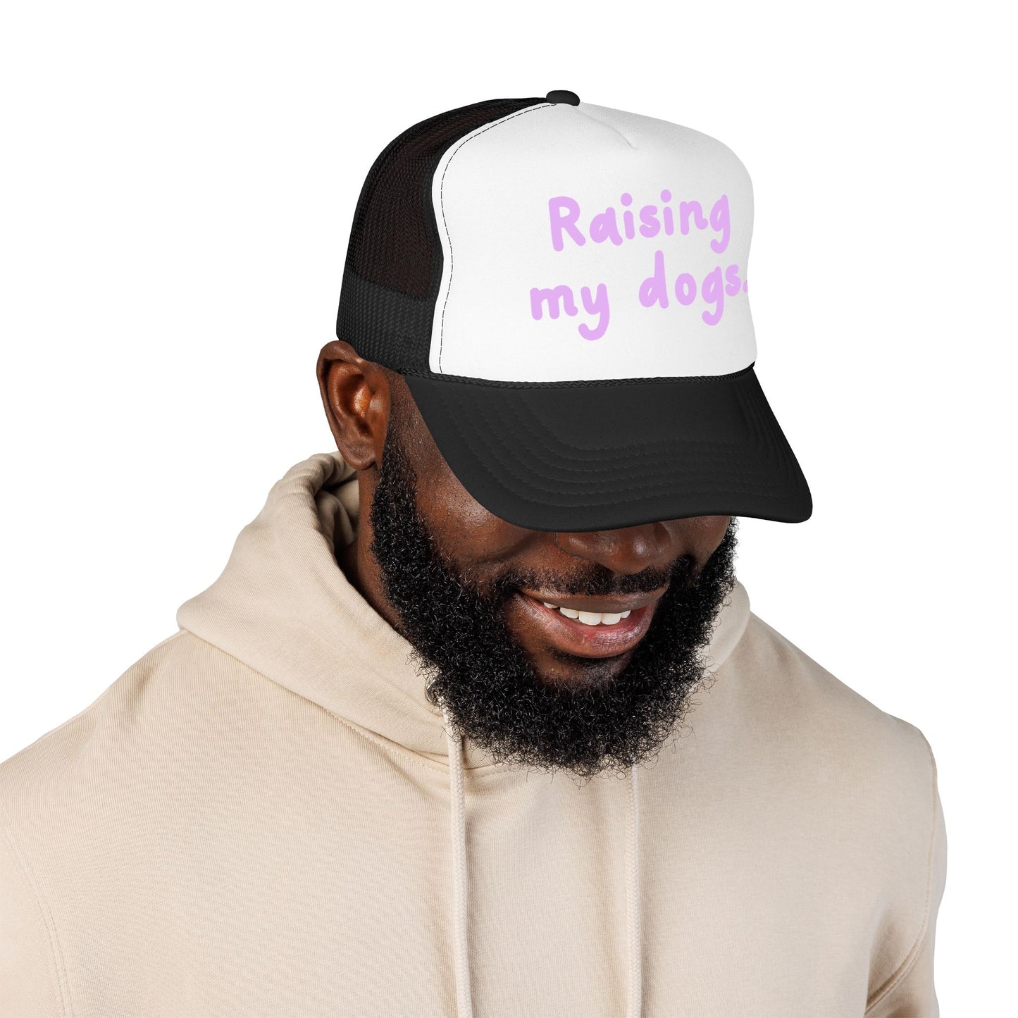 Raising My Dogs Foam Trucker Hat — Cute Pastel Pet Mom Cap
