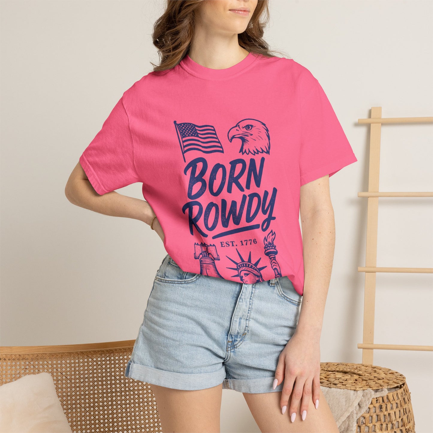 Born Rowdy Patriotic T-Shirt — American Flag & Eagle Liberty Design