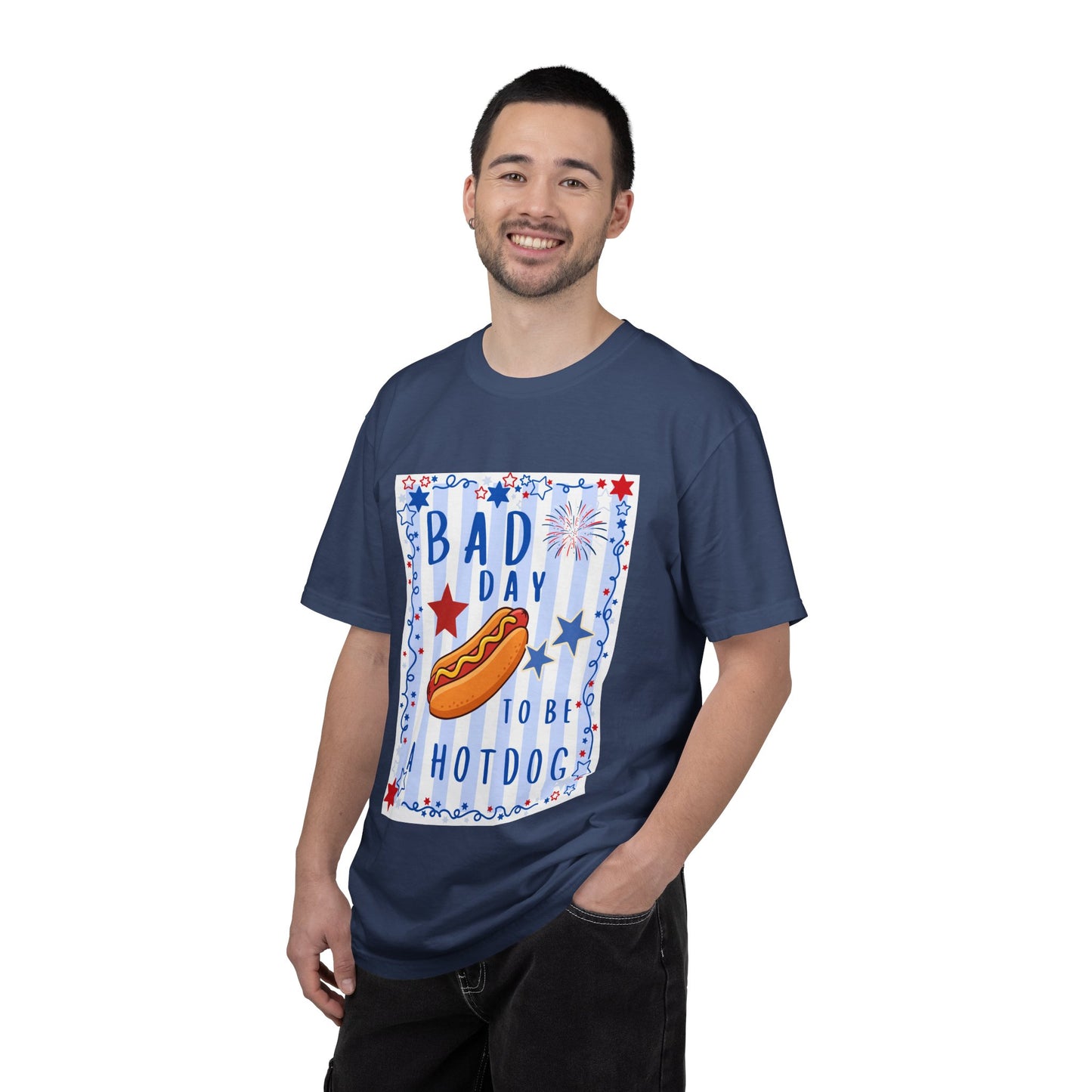 Hot Dog Graphic T-Shirt — “Bad Day to Be a Hotdog” Patriotic BBQ Tee
