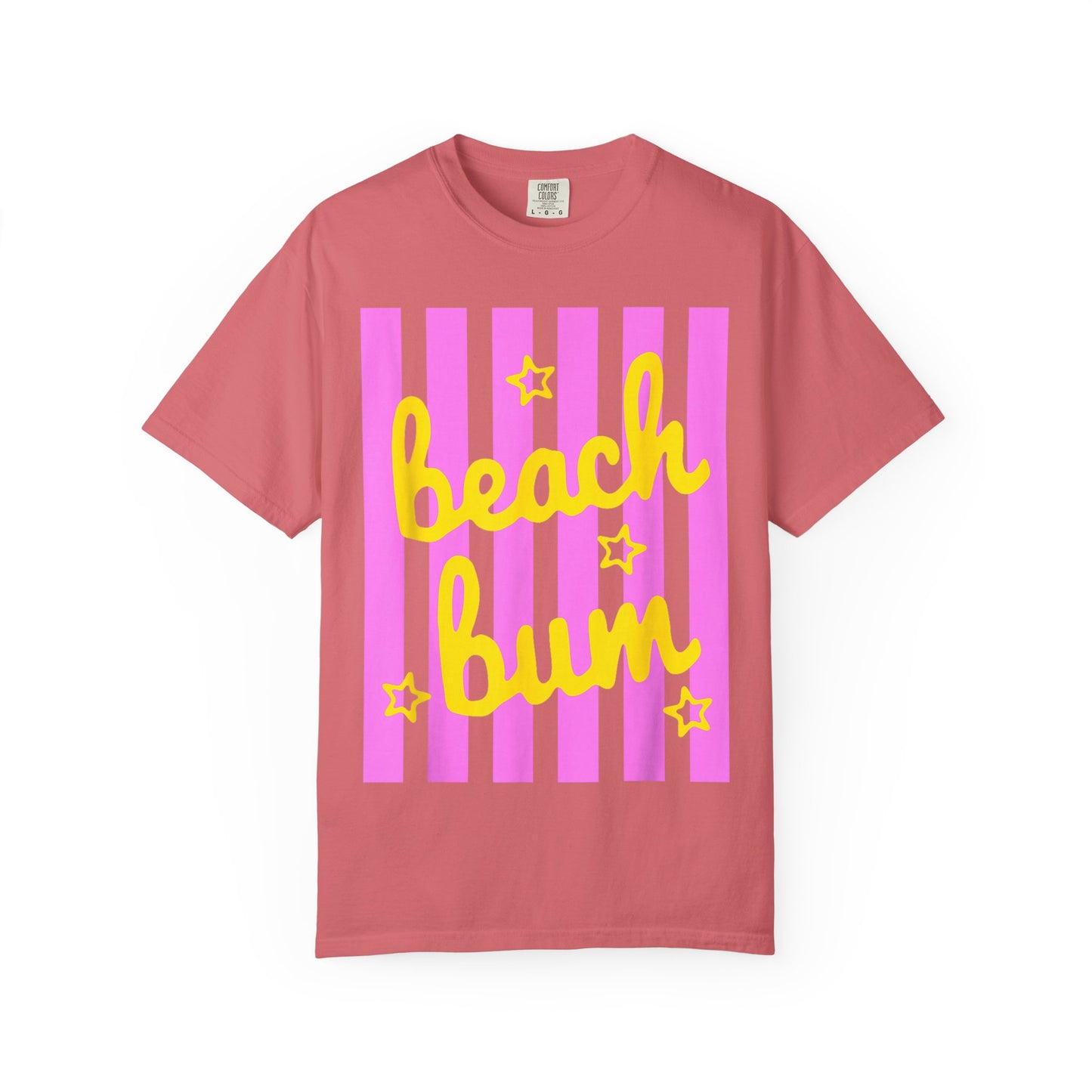 Beach Bum T-Shirt — Retro Pink Stripe Summer Tee