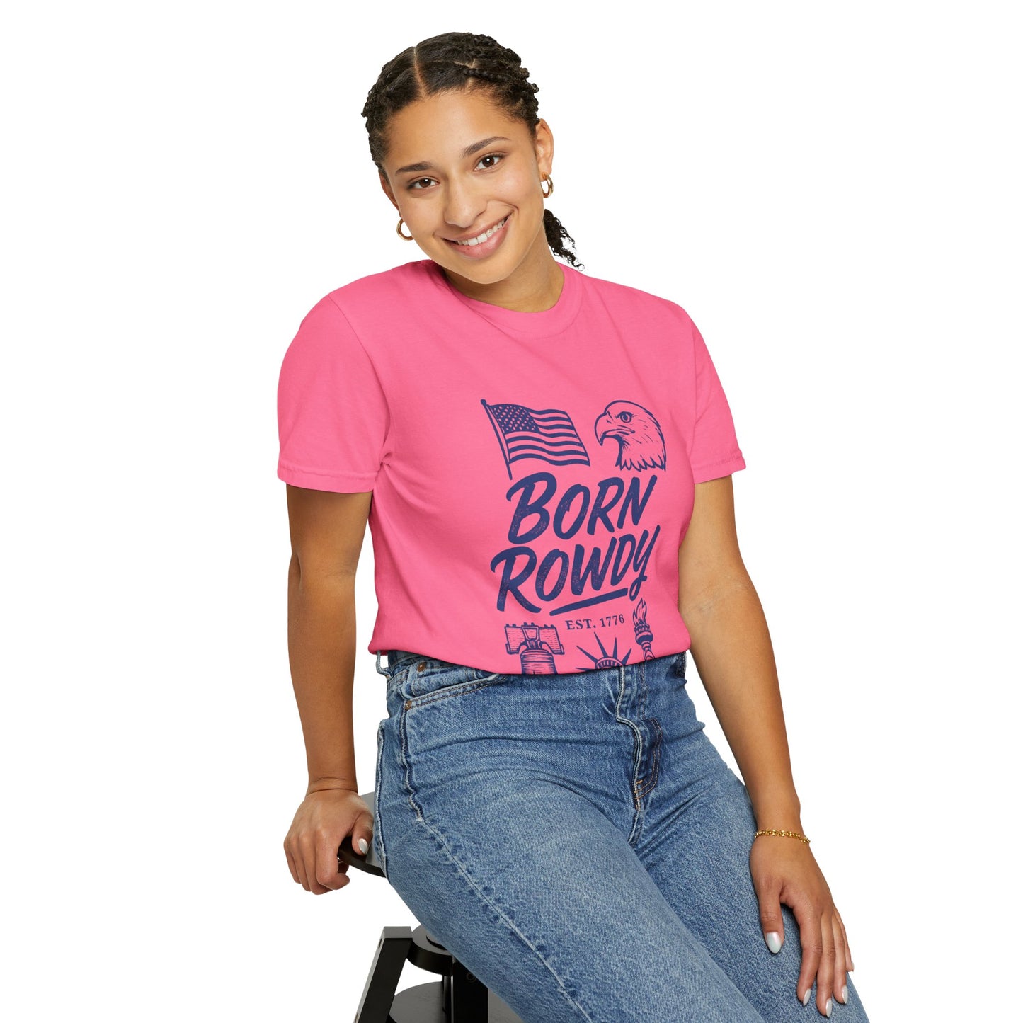 Born Rowdy Patriotic T-Shirt — American Flag & Eagle Liberty Design