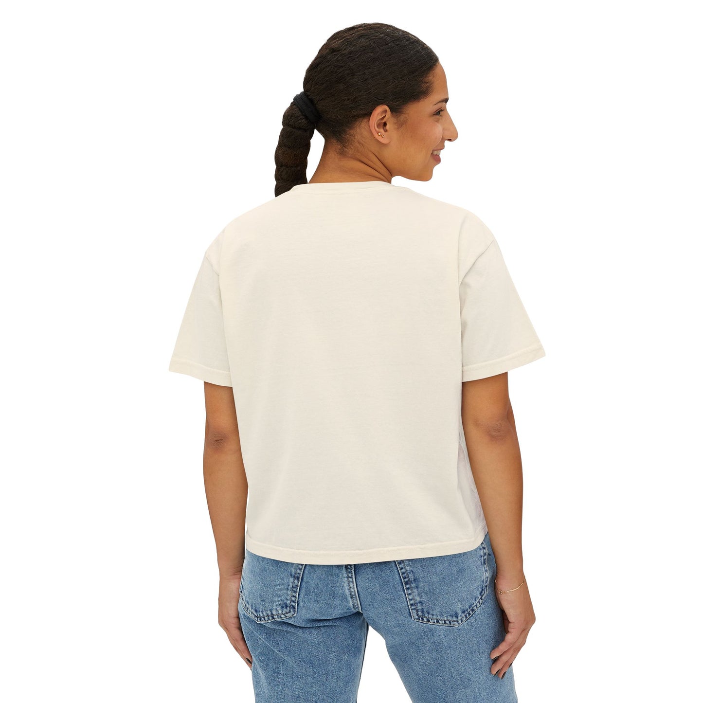 Birdie Babe Women's Boxy Tee — Pink Striped Golf Graphic