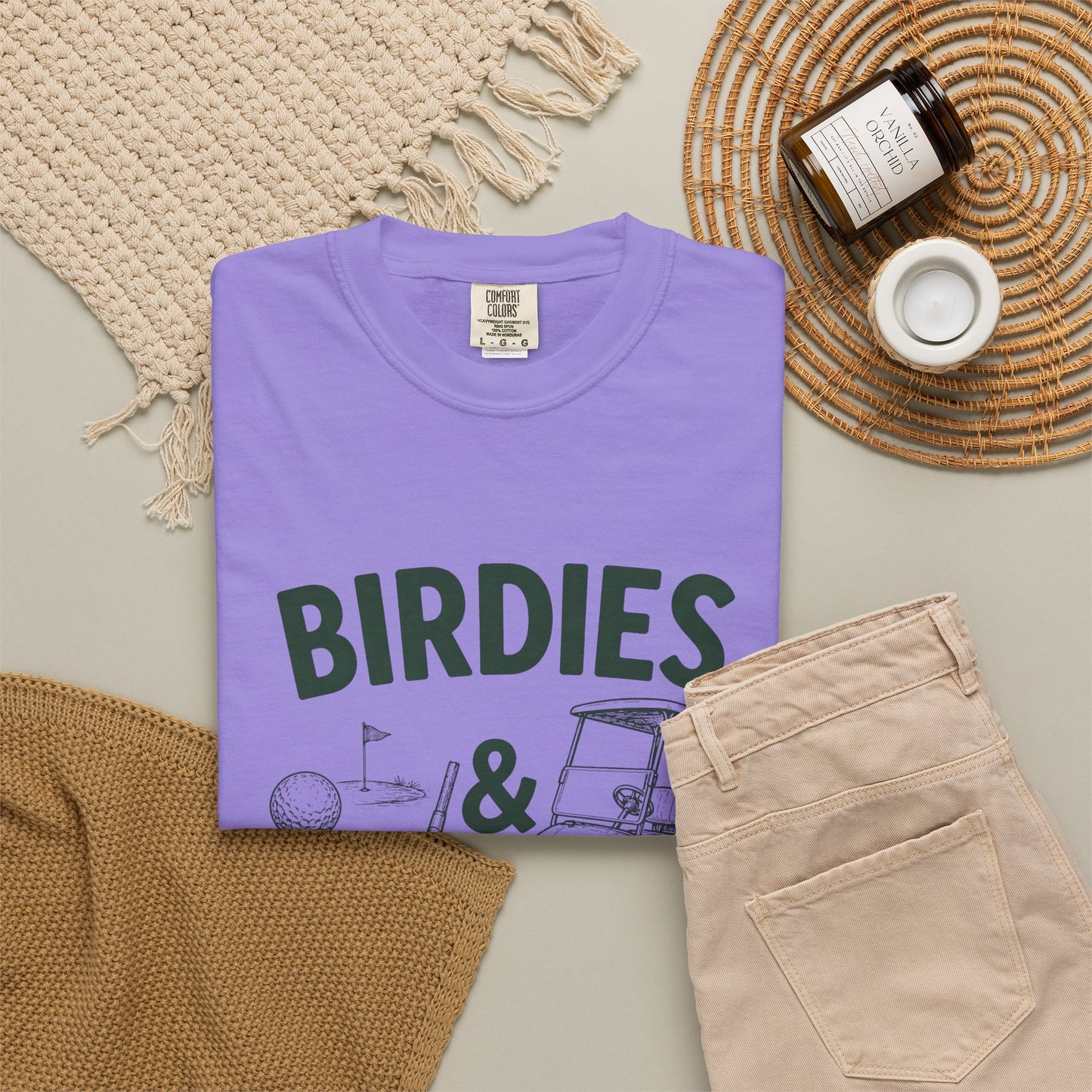Golf T-Shirt — "Birdies & Fairways" Vintage Golf Cart Design