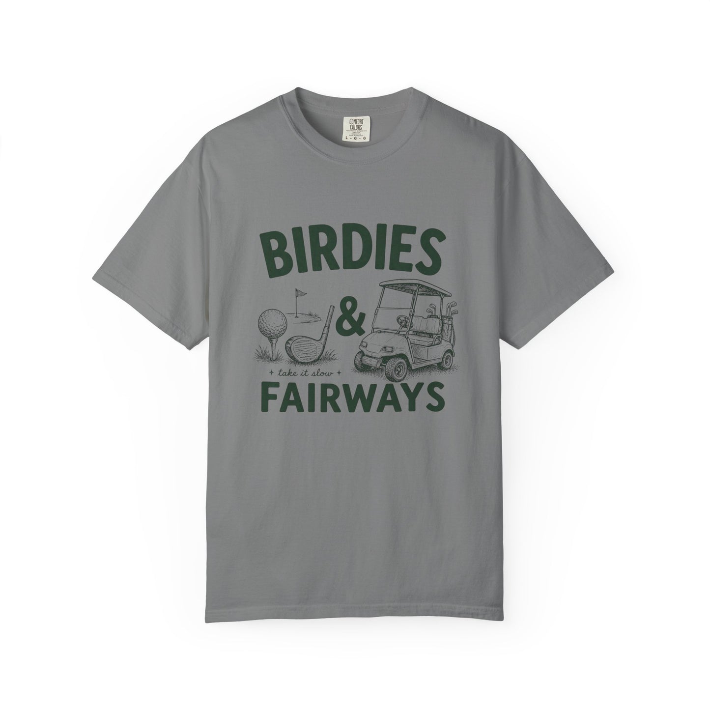 Golf T-Shirt — "Birdies & Fairways" Vintage Golf Cart Design