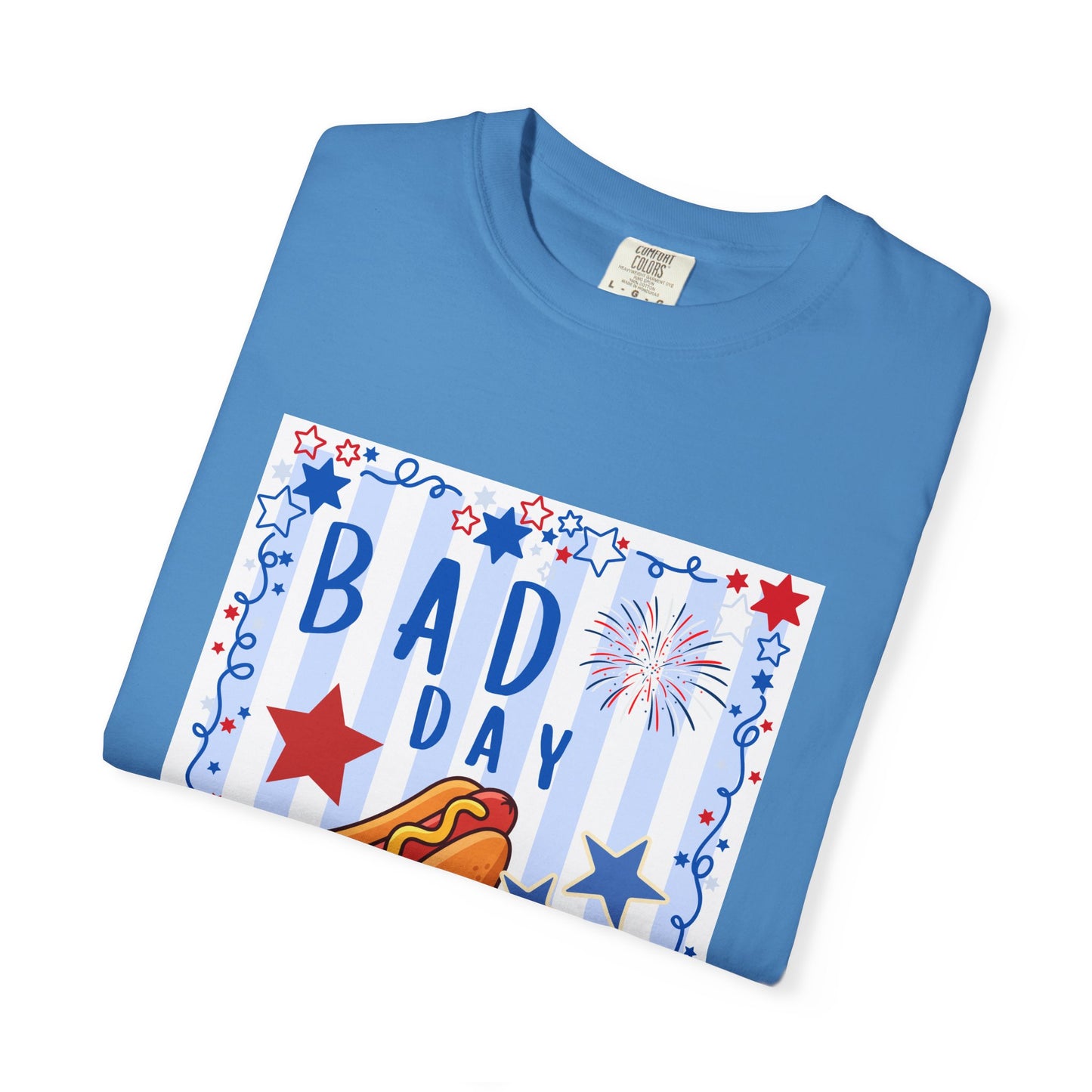 Hot Dog Graphic T-Shirt — “Bad Day to Be a Hotdog” Patriotic BBQ Tee