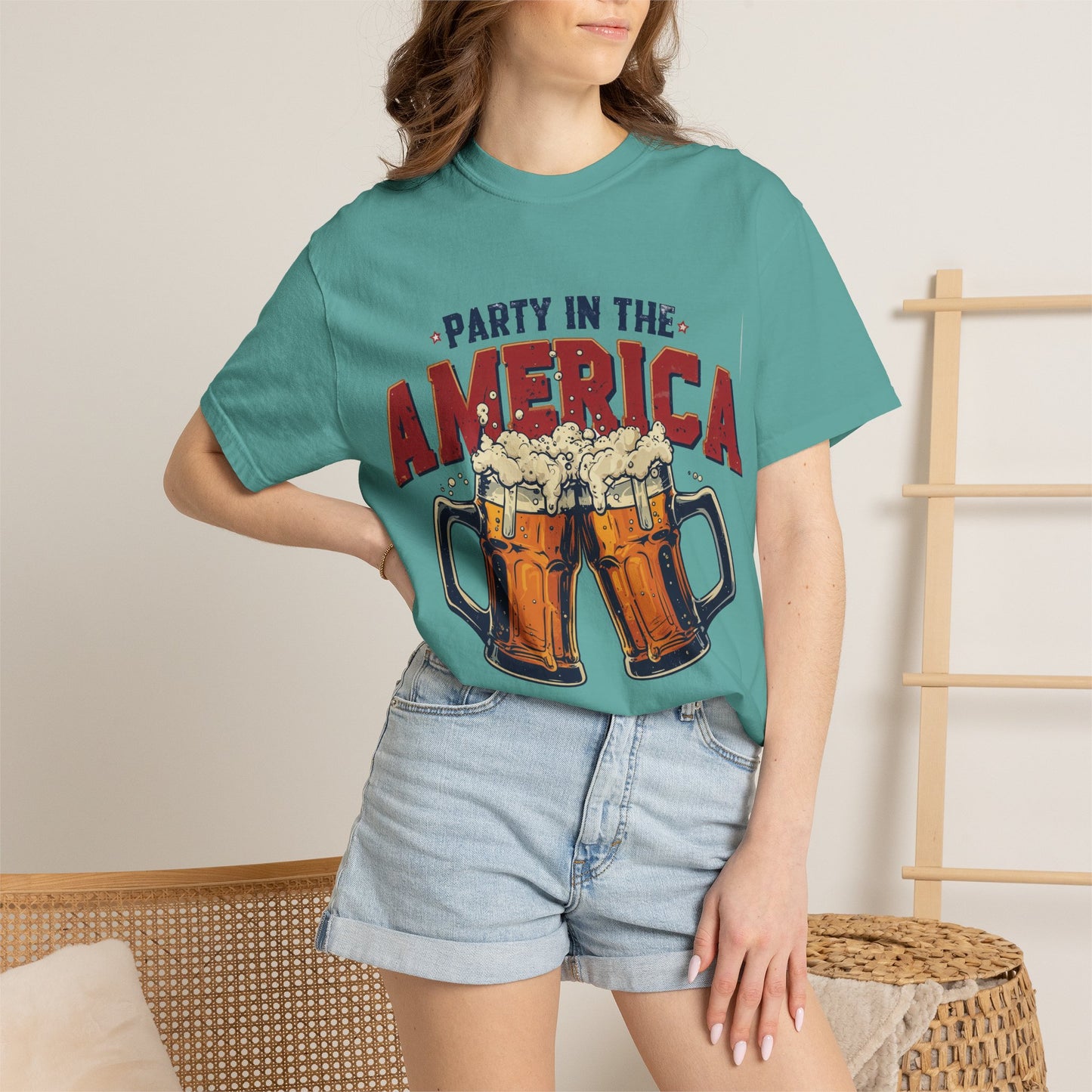 Party in the America T-Shirt — Patriotic Beer Graphic Tee for 4th of July
