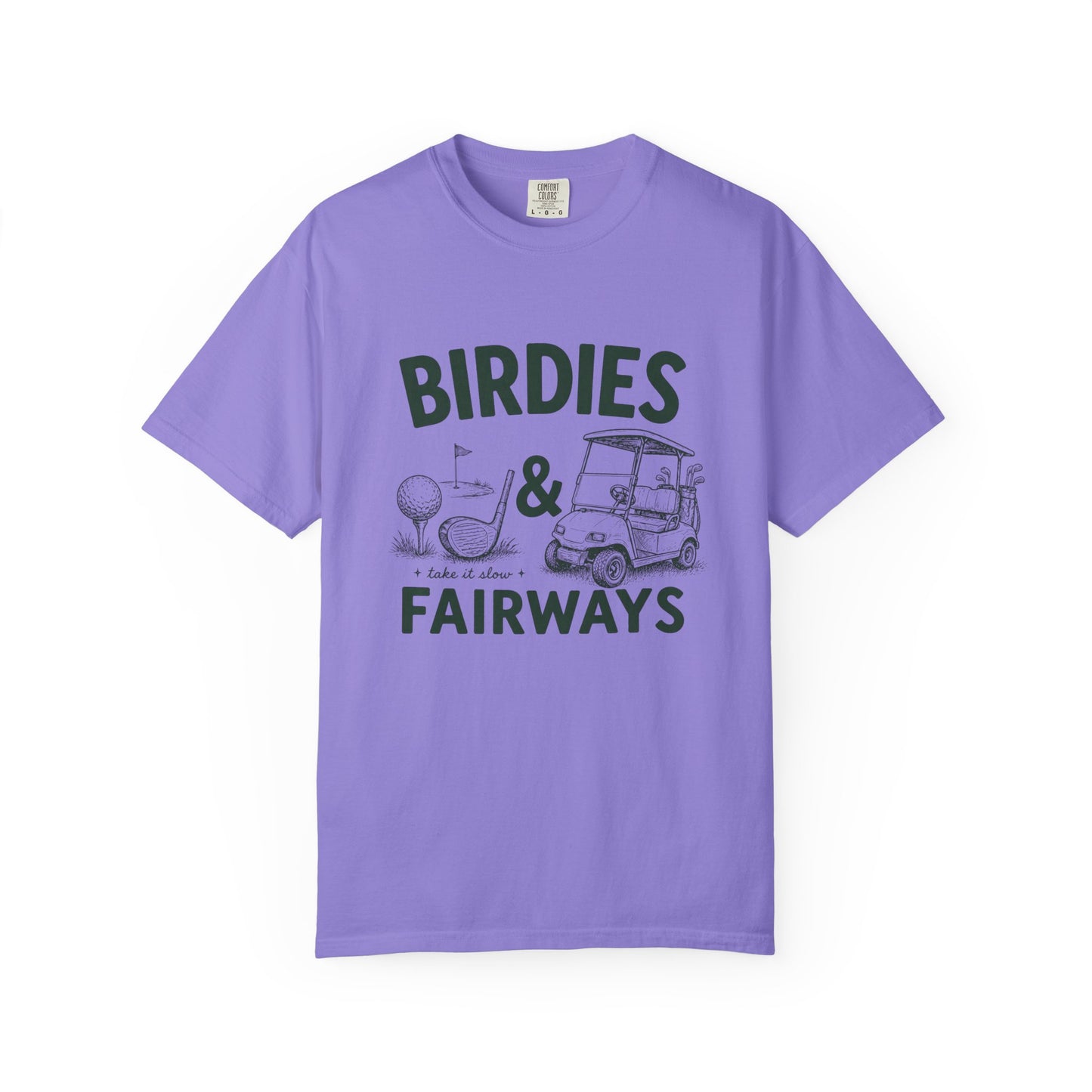 Golf T-Shirt — "Birdies & Fairways" Vintage Golf Cart Design