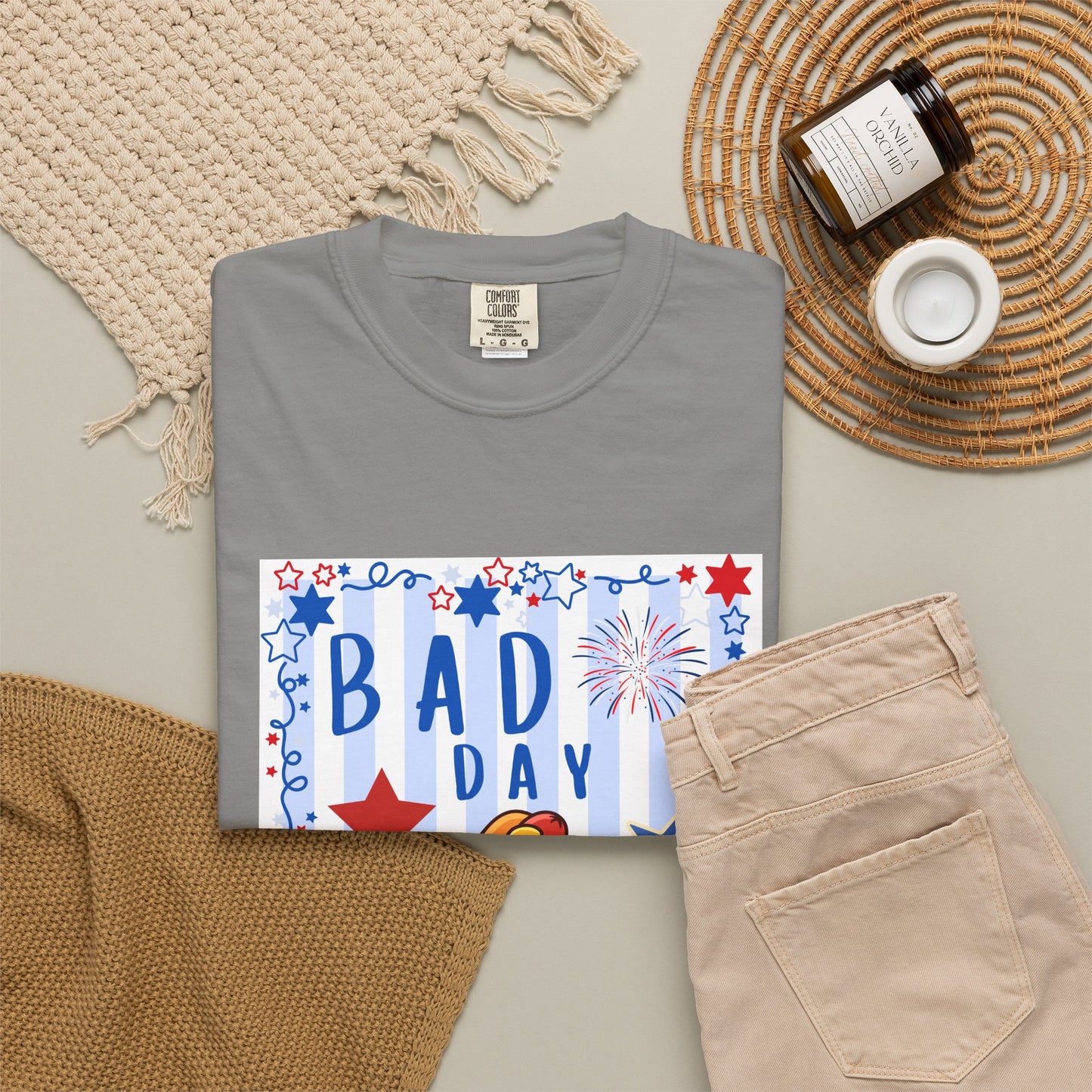 Hot Dog Graphic T-Shirt — “Bad Day to Be a Hotdog” Patriotic BBQ Tee