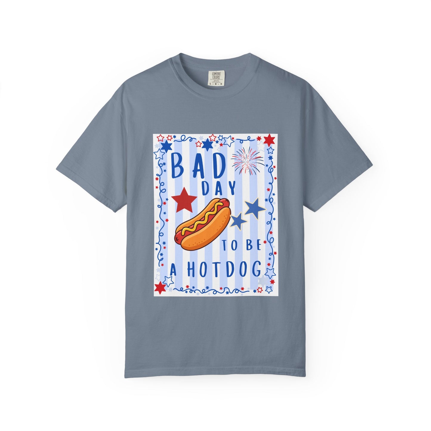 Hot Dog Graphic T-Shirt — “Bad Day to Be a Hotdog” Patriotic BBQ Tee