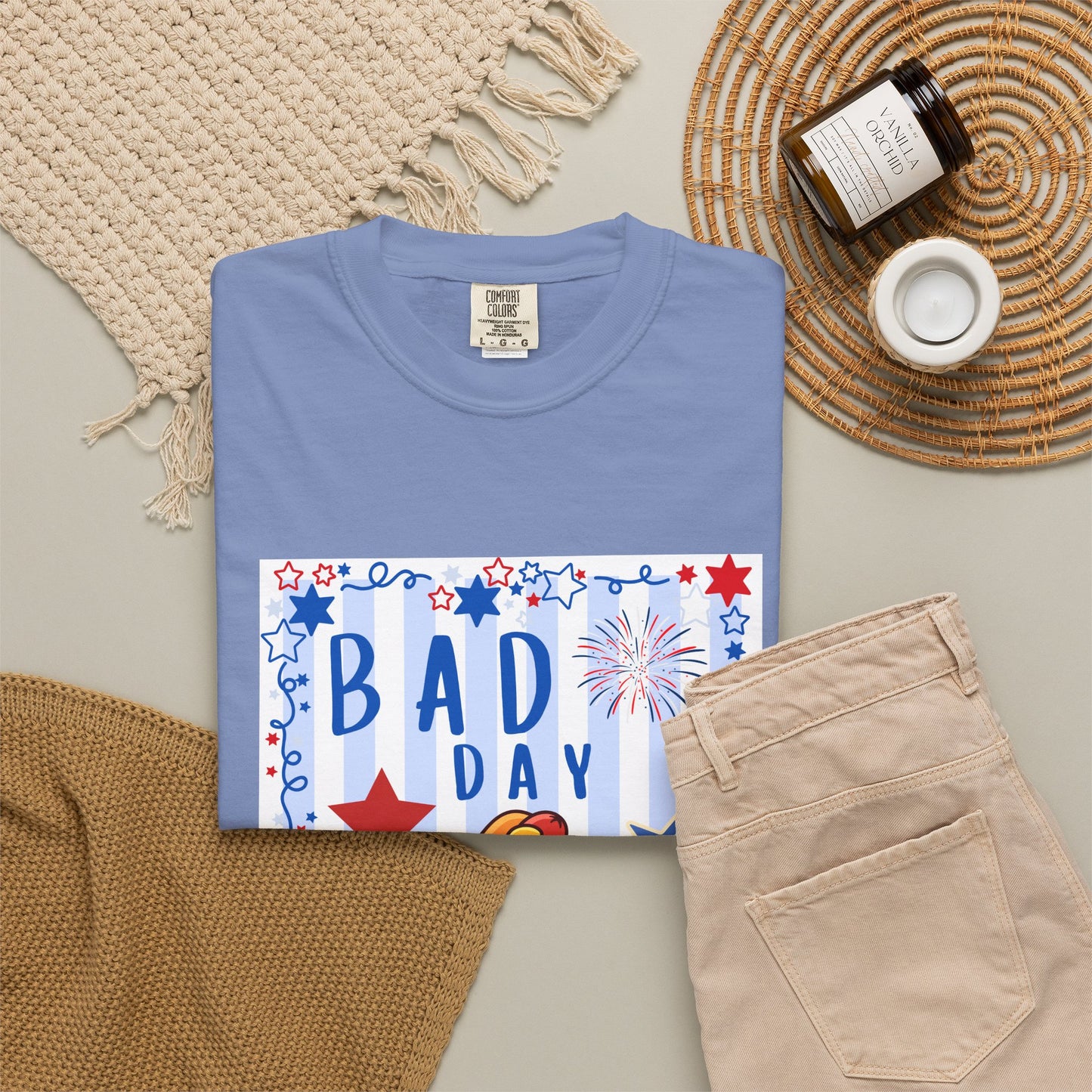 Hot Dog Graphic T-Shirt — “Bad Day to Be a Hotdog” Patriotic BBQ Tee