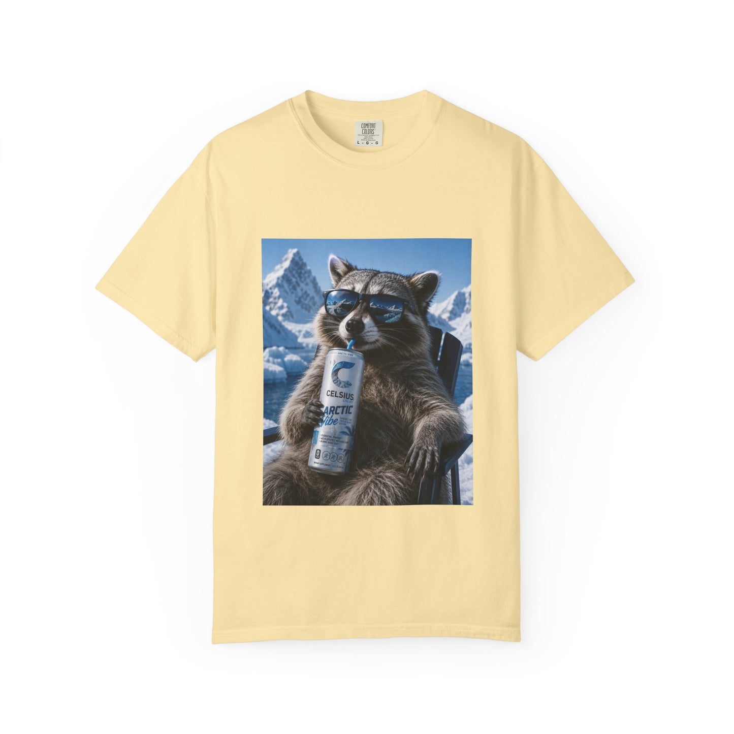 Raccoon Chill Tee — Mountain Lounge Graphic T-Shirt (Holds Celsius Engery Drink)