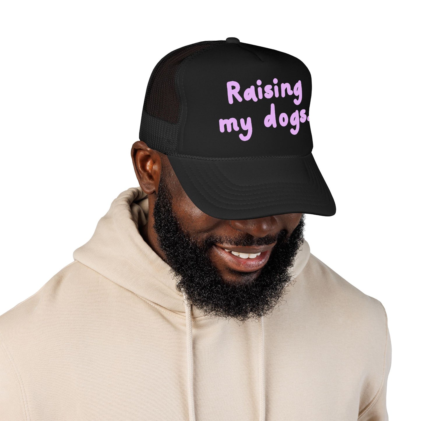 Raising My Dogs Foam Trucker Hat — Cute Pastel Pet Mom Cap