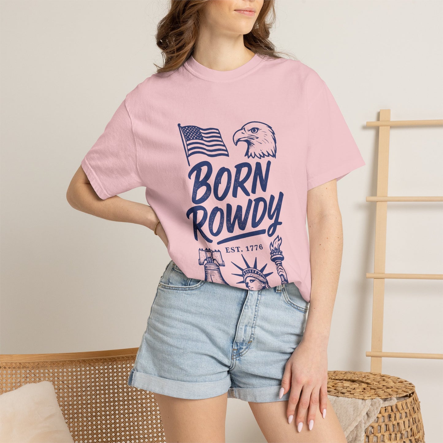 Born Rowdy Patriotic T-Shirt — American Flag & Eagle Liberty Design