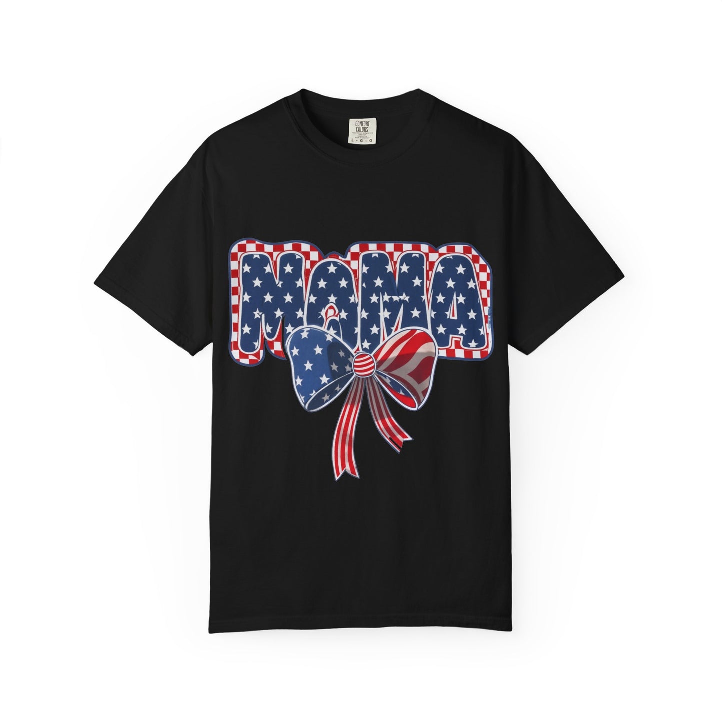 Patriotic MAMA T-Shirt — Stars & Stripes Bow 4th of July Tee