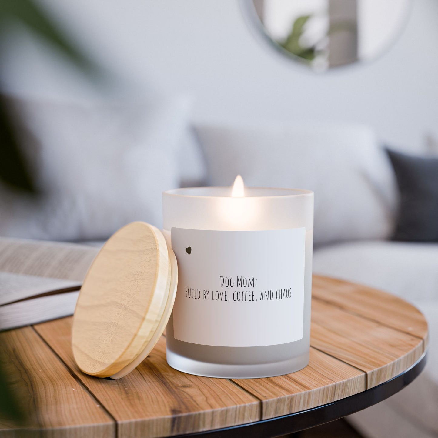 Dog Mom Candle - Frosted Glass 11oz "Fueled by Love, Coffee, and Chaos"