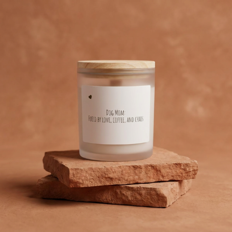 Dog Mom Candle - Frosted Glass 11oz "Fueled by Love, Coffee, and Chaos"