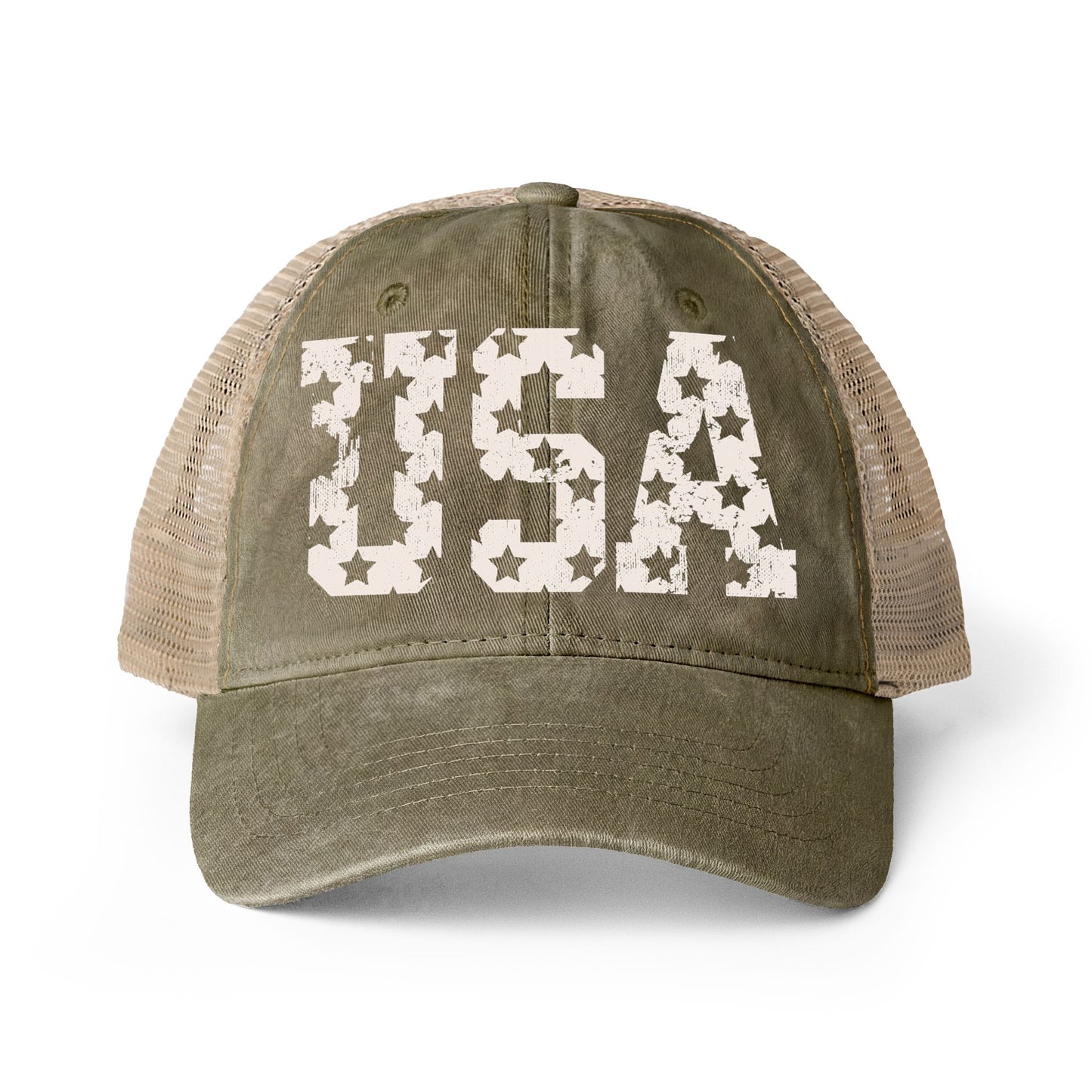 Women's Washed Mesh-Back Cap- USA