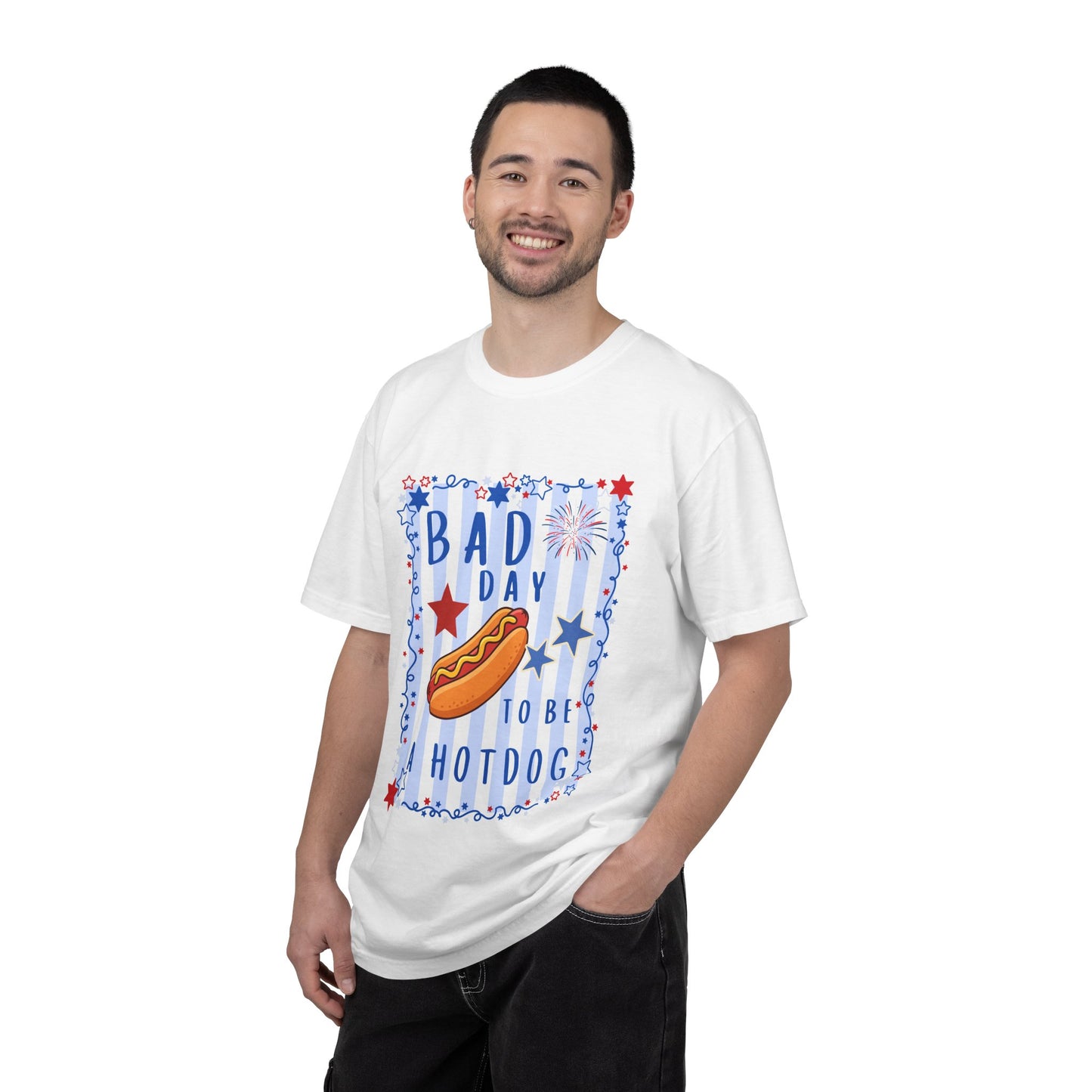 Hot Dog Graphic T-Shirt — “Bad Day to Be a Hotdog” Patriotic BBQ Tee