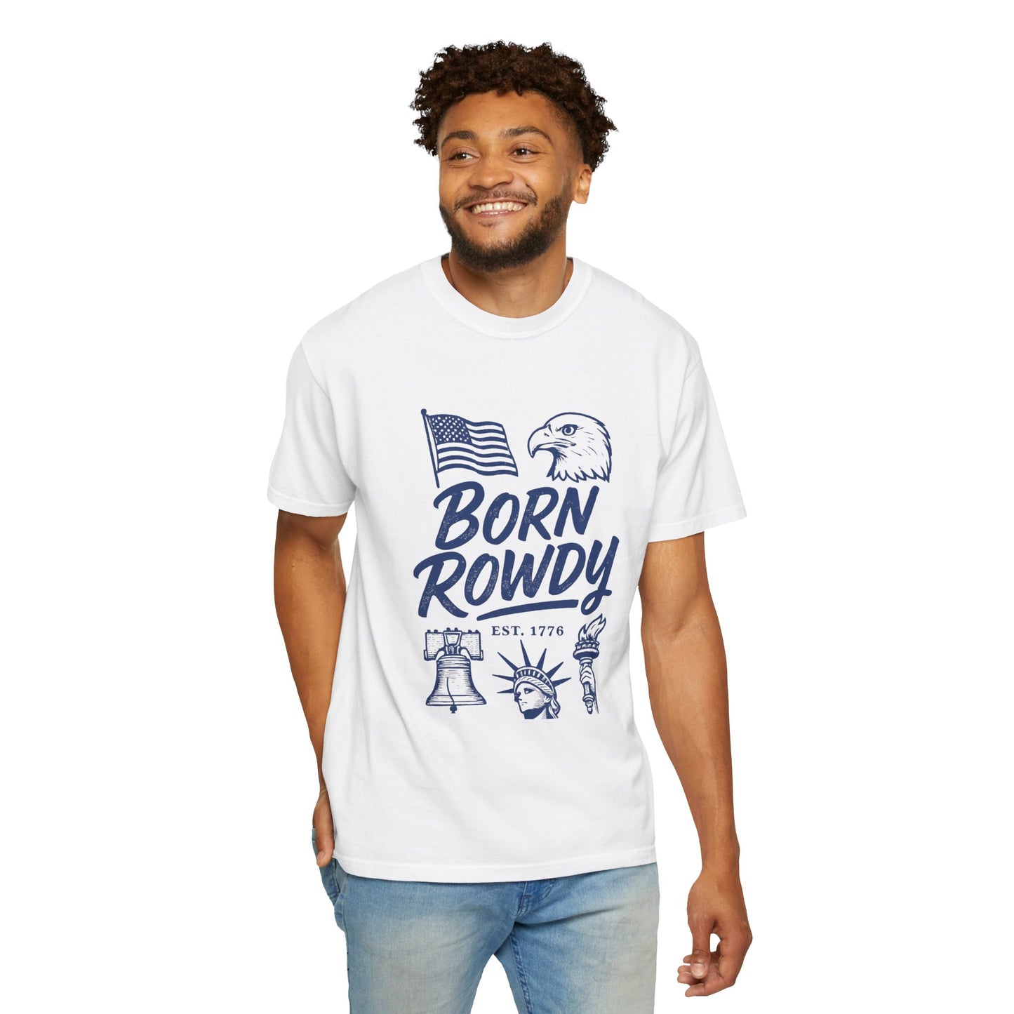 Born Rowdy Patriotic T-Shirt — American Flag & Eagle Liberty Design