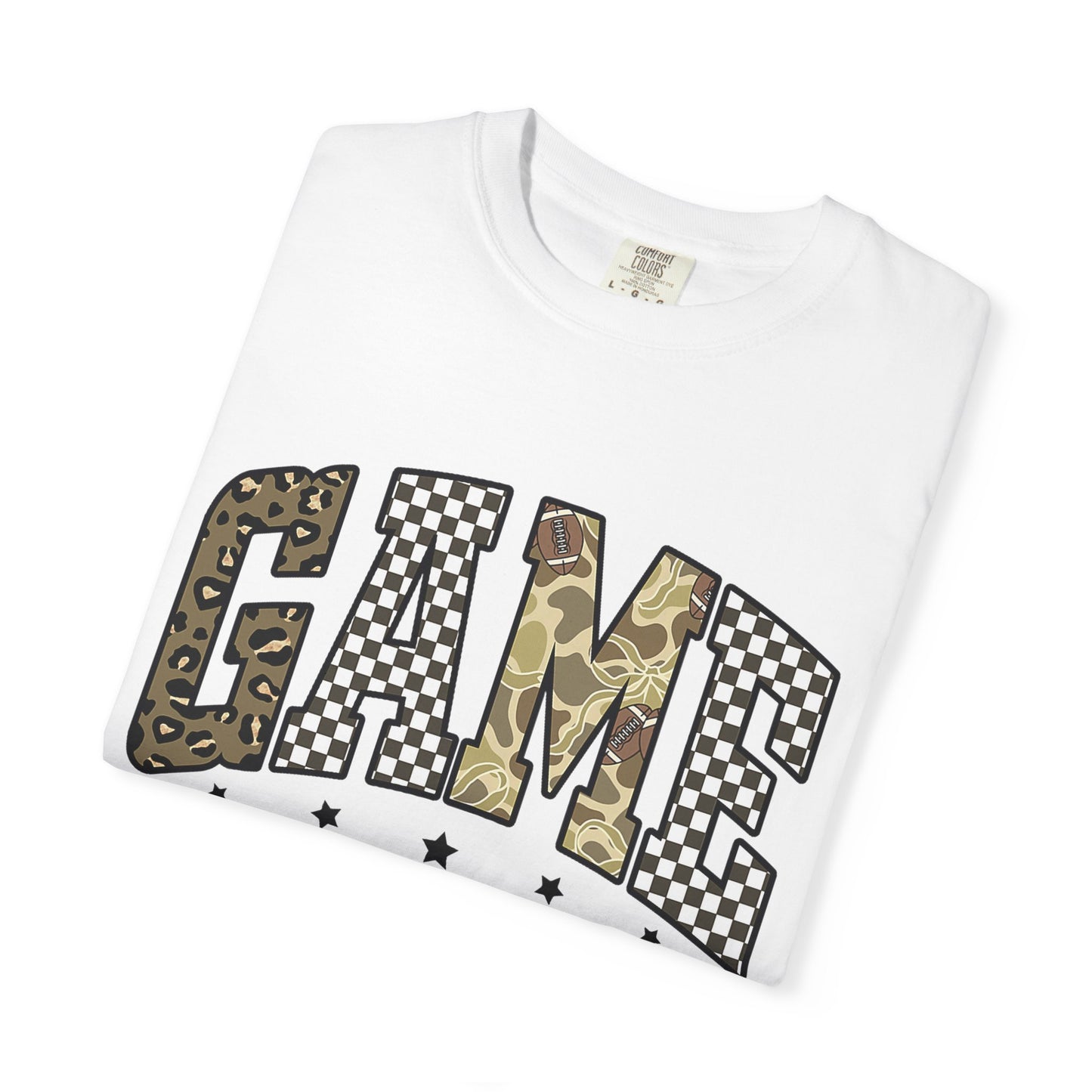 Game Day T-Shirt — Camo & Checkerboard Graphic