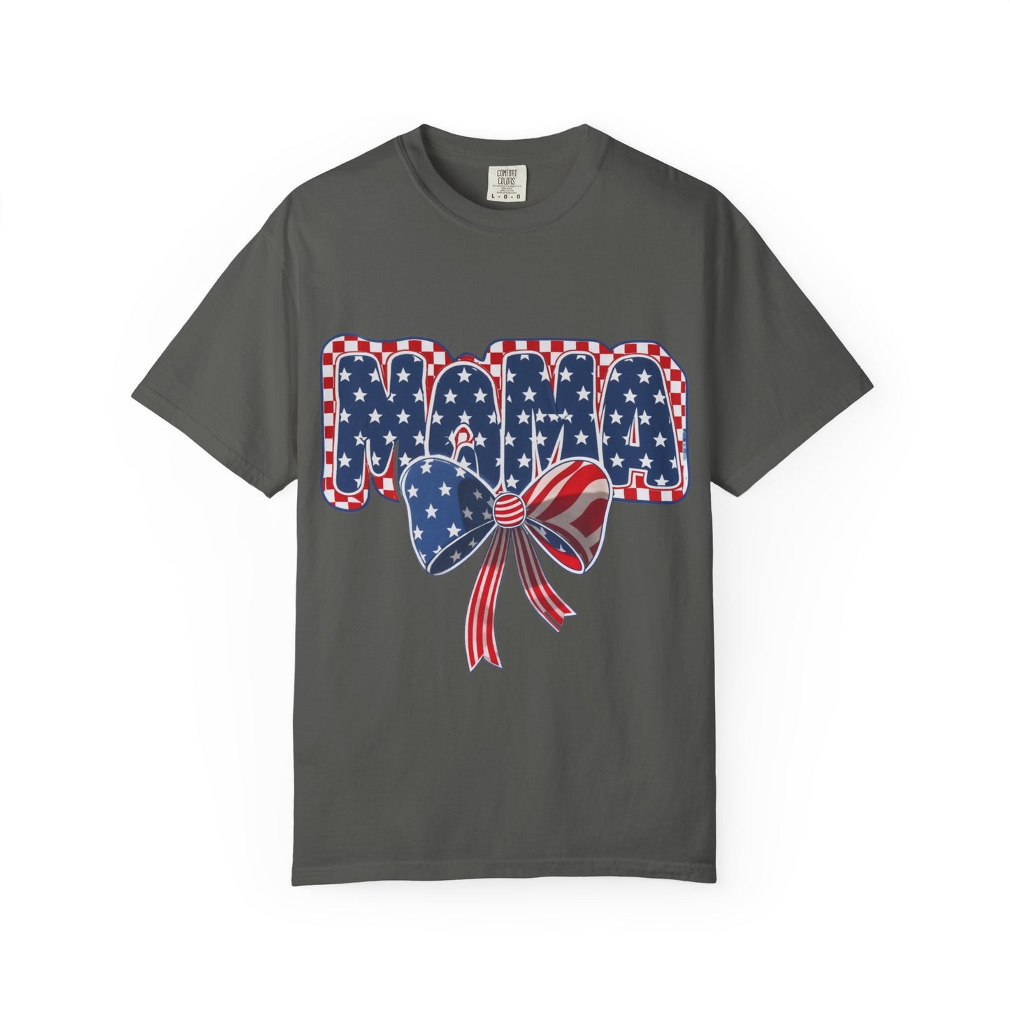 Patriotic MAMA T-Shirt — Stars & Stripes Bow 4th of July Tee