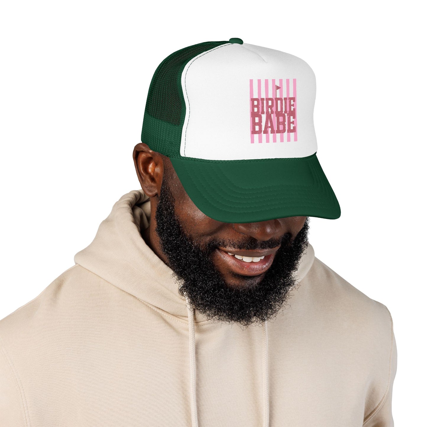 Trucker Hat — 'Birdie Babe' Pink Golf Graphic Foam Trucker Hat