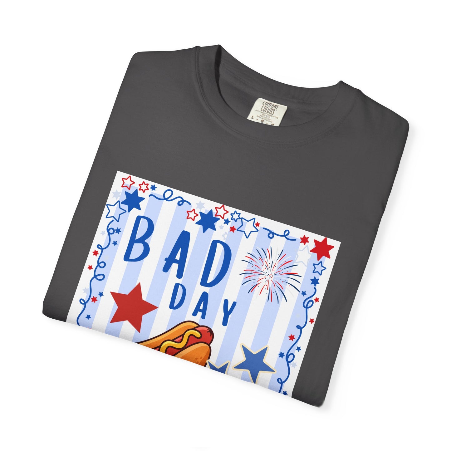 Hot Dog Graphic T-Shirt — “Bad Day to Be a Hotdog” Patriotic BBQ Tee