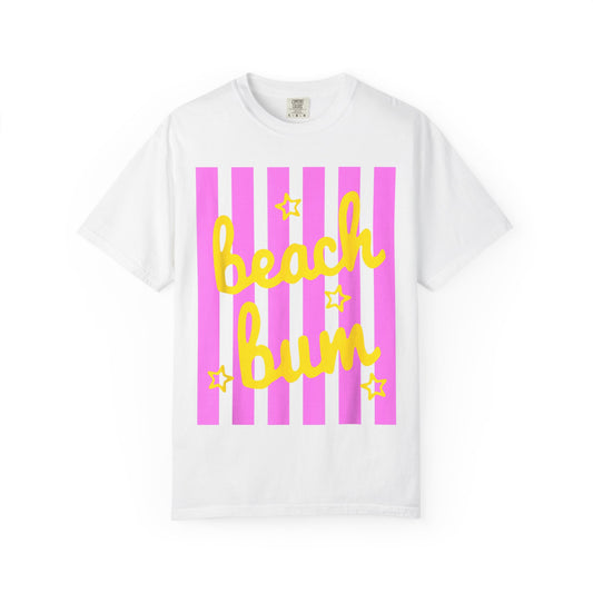 Beach Bum T-Shirt — Retro Pink Stripe Summer Tee