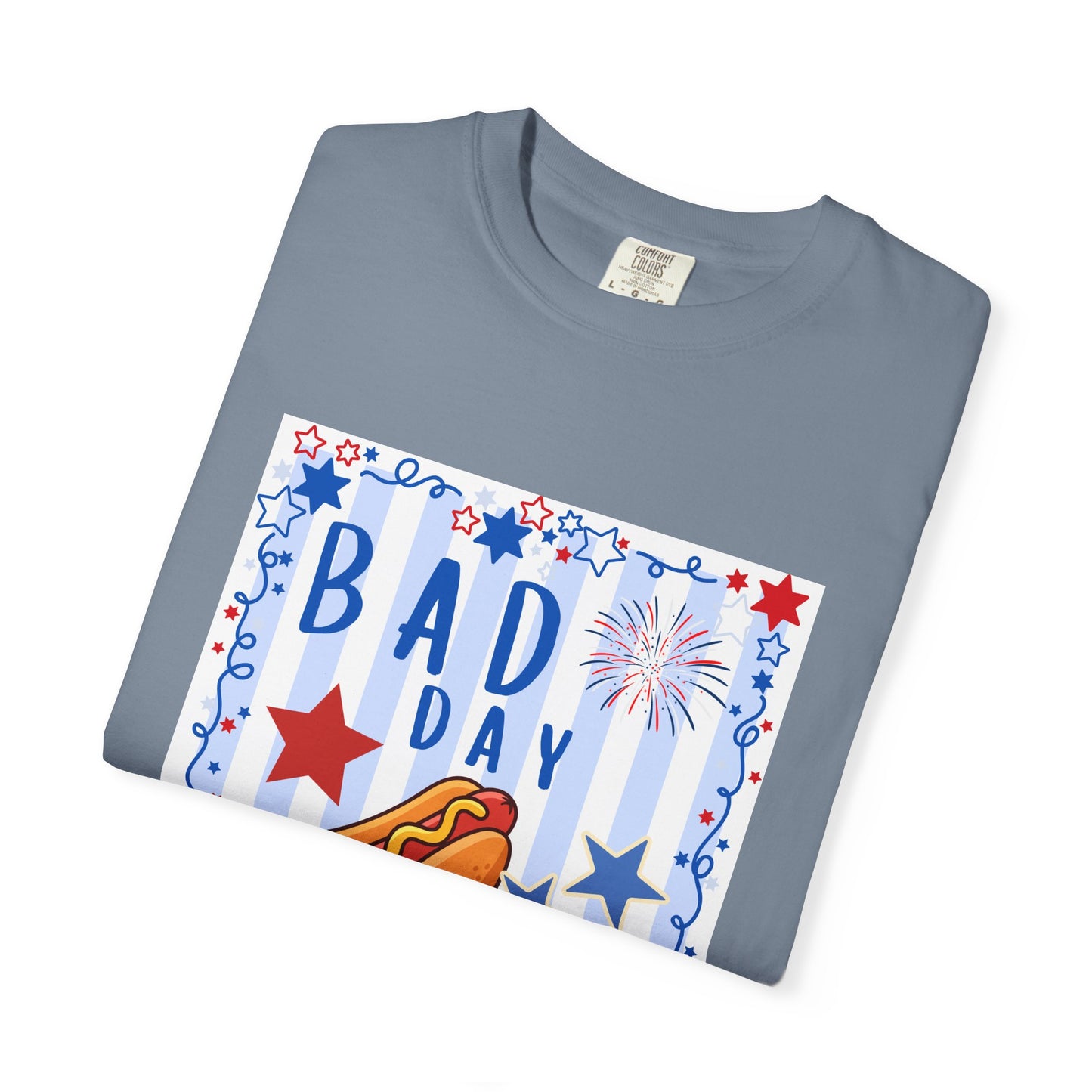 Hot Dog Graphic T-Shirt — “Bad Day to Be a Hotdog” Patriotic BBQ Tee