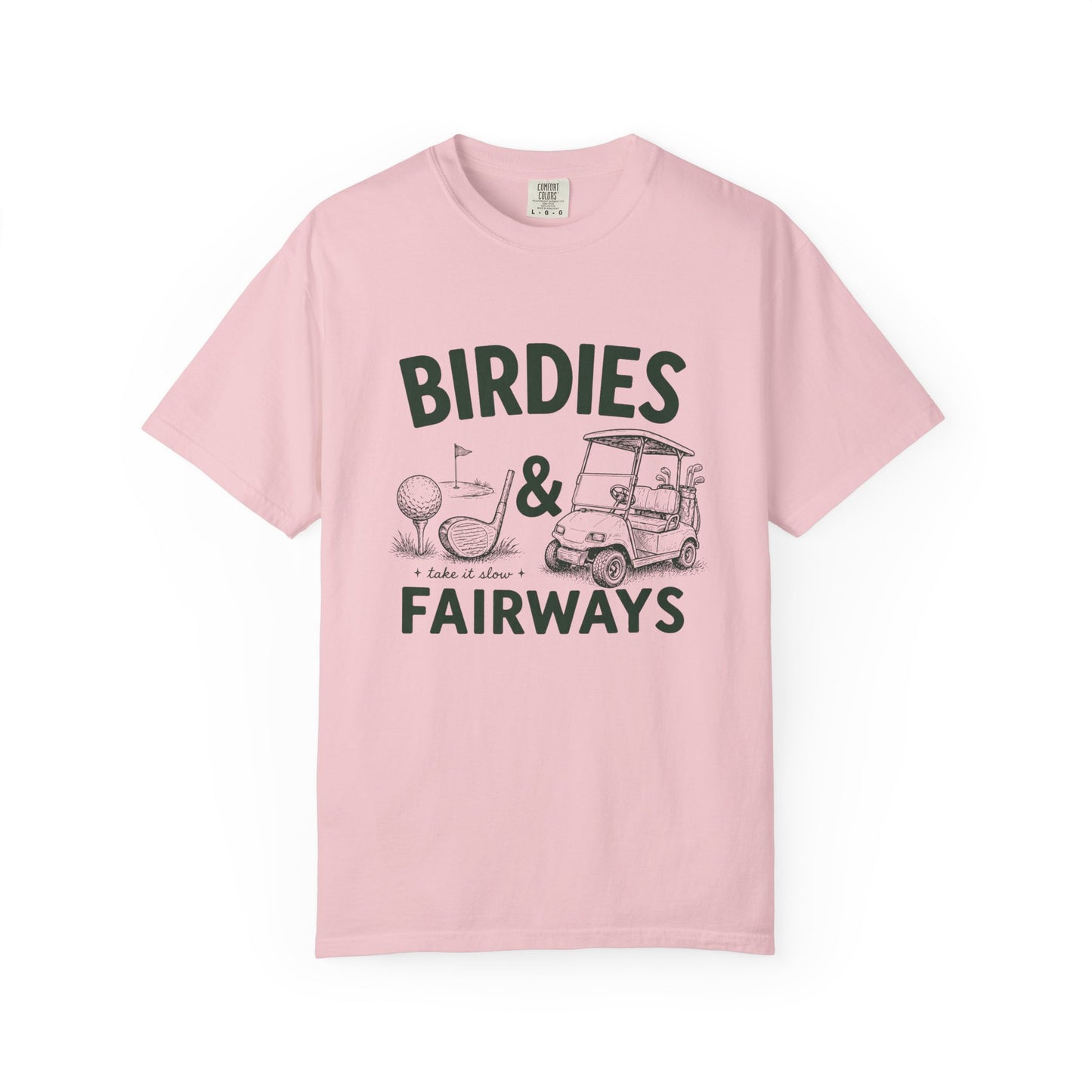 Golf T-Shirt — "Birdies & Fairways" Vintage Golf Cart Design