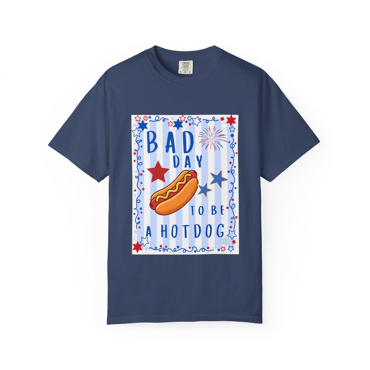 Hot Dog Graphic T-Shirt — “Bad Day to Be a Hotdog” Patriotic BBQ Tee