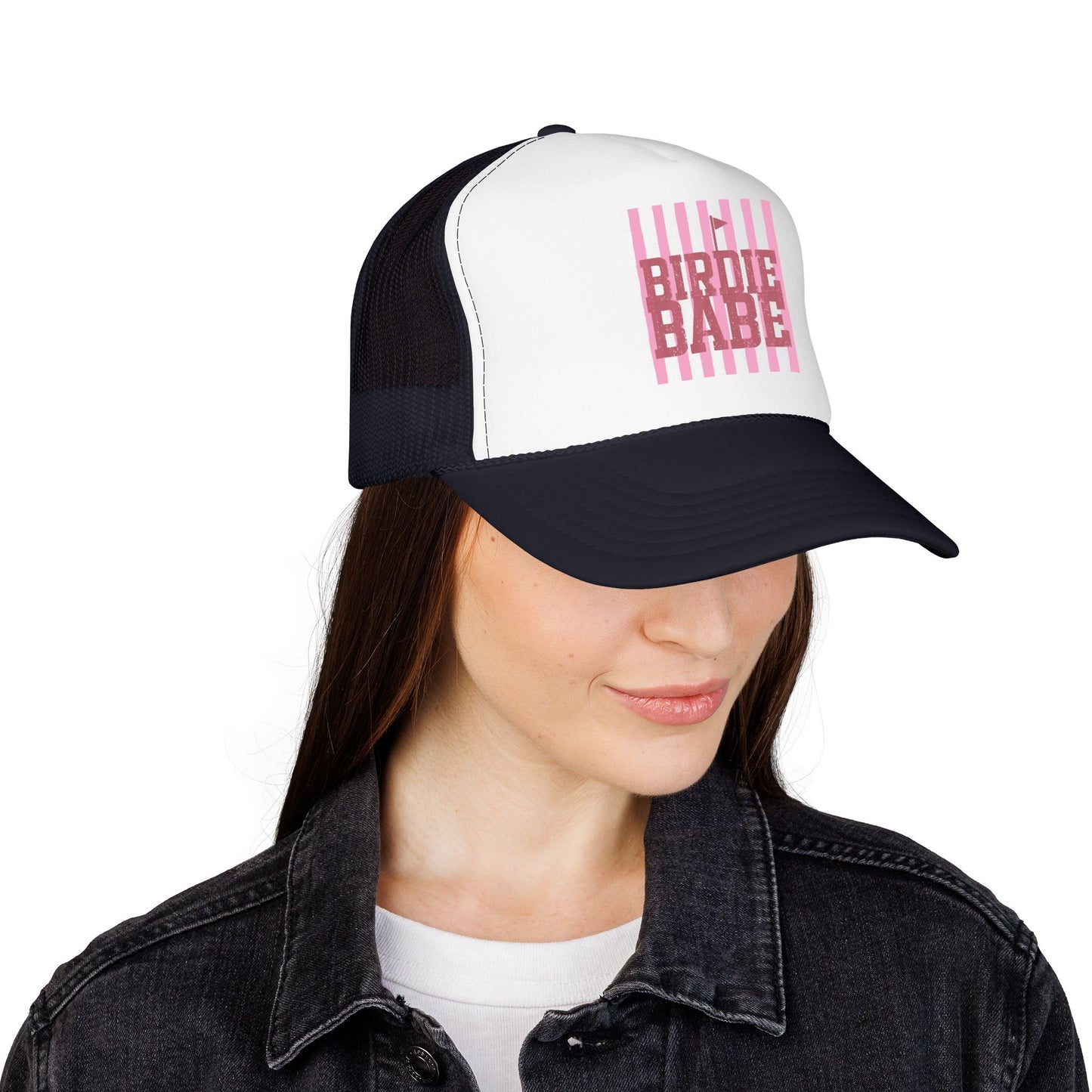 Trucker Hat — 'Birdie Babe' Pink Golf Graphic Foam Trucker Hat