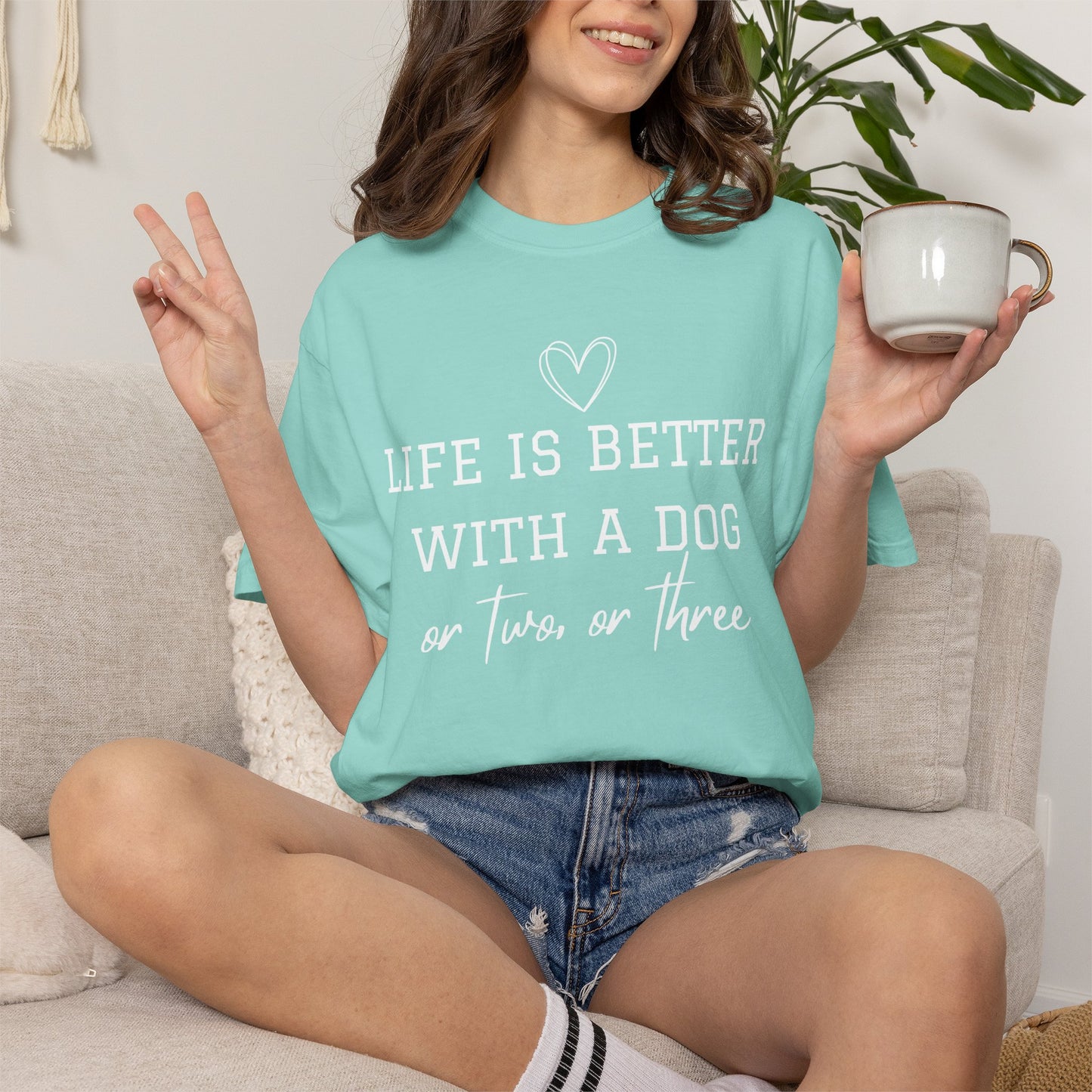 Dog Lover T-Shirt — "Life Is Better With A Dog or Two or Three" Graphic Tee