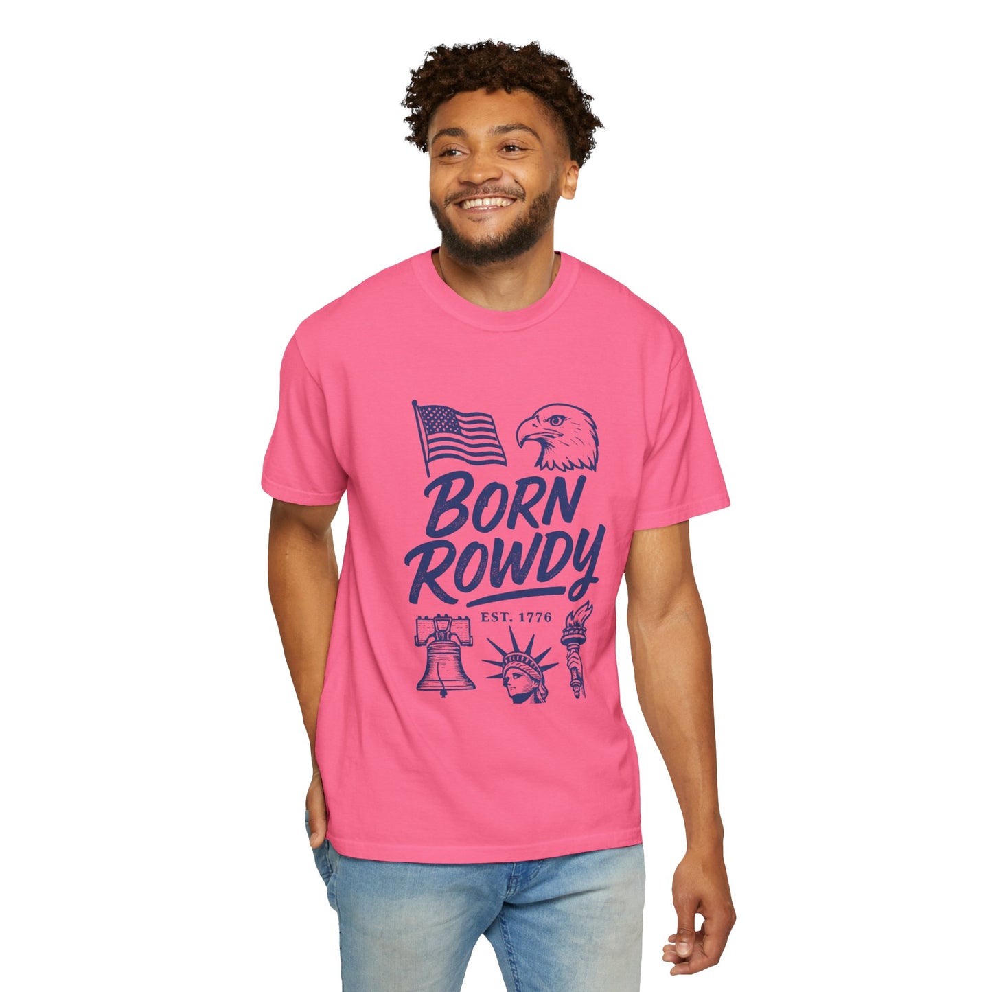 Born Rowdy Patriotic T-Shirt — American Flag & Eagle Liberty Design