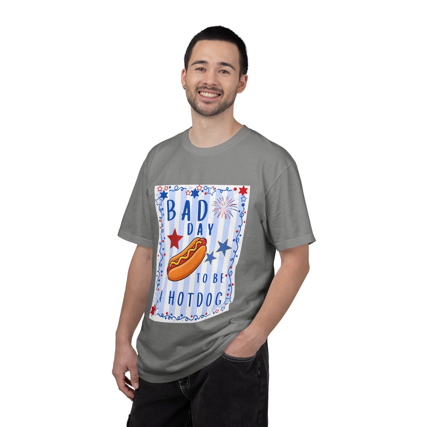 Hot Dog Graphic T-Shirt — “Bad Day to Be a Hotdog” Patriotic BBQ Tee