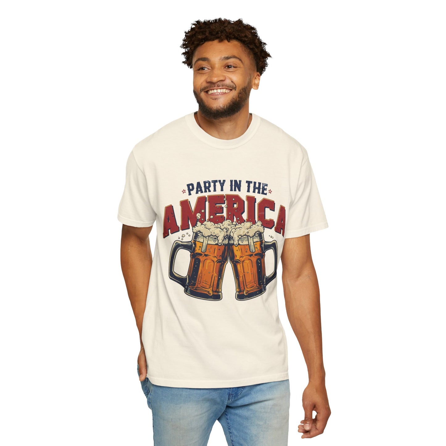 Party in the America T-Shirt — Patriotic Beer Graphic Tee for 4th of July
