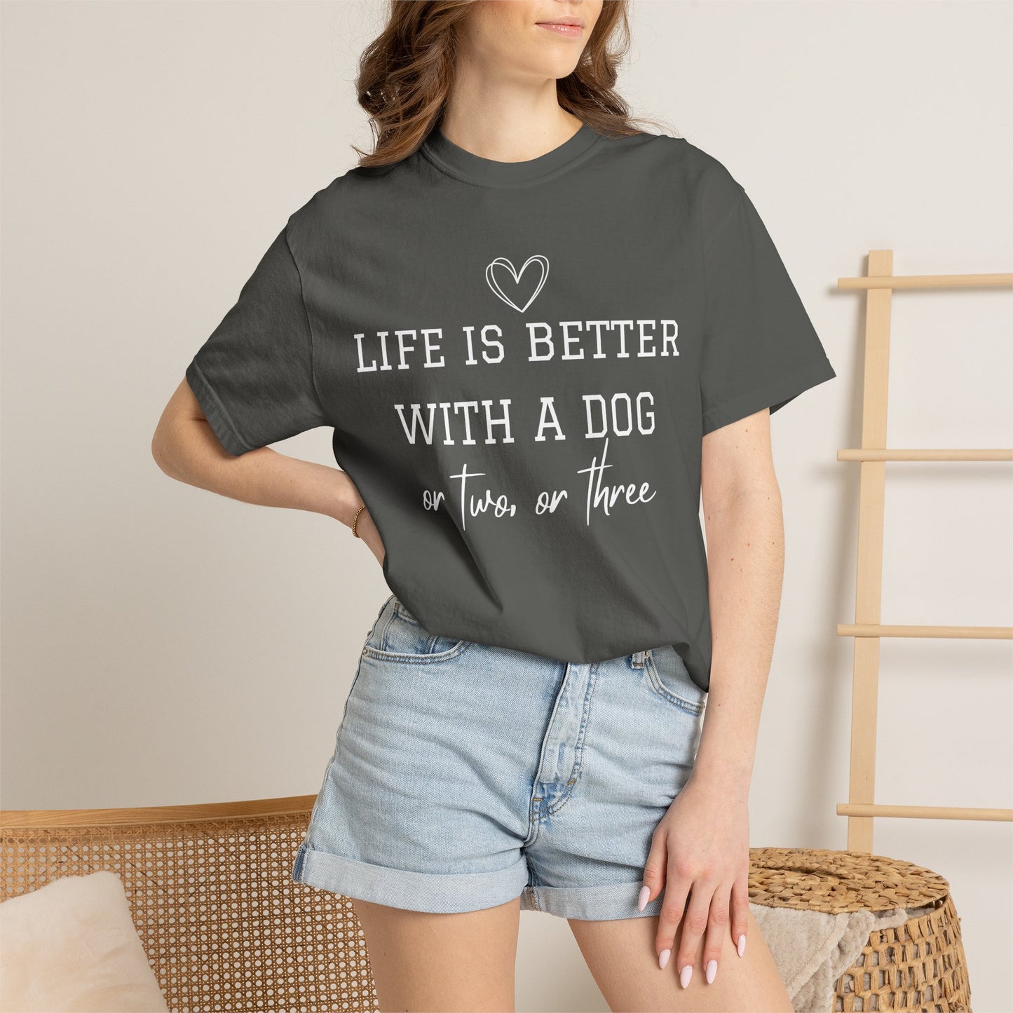 Dog Lover T-Shirt — "Life Is Better With A Dog or Two or Three" Graphic Tee